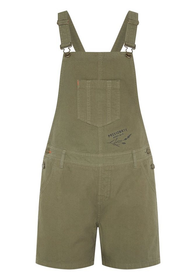 Olive, kurzen mit Schnitt Legerer Latzhose Dusty Hosenbeinen GARDENA