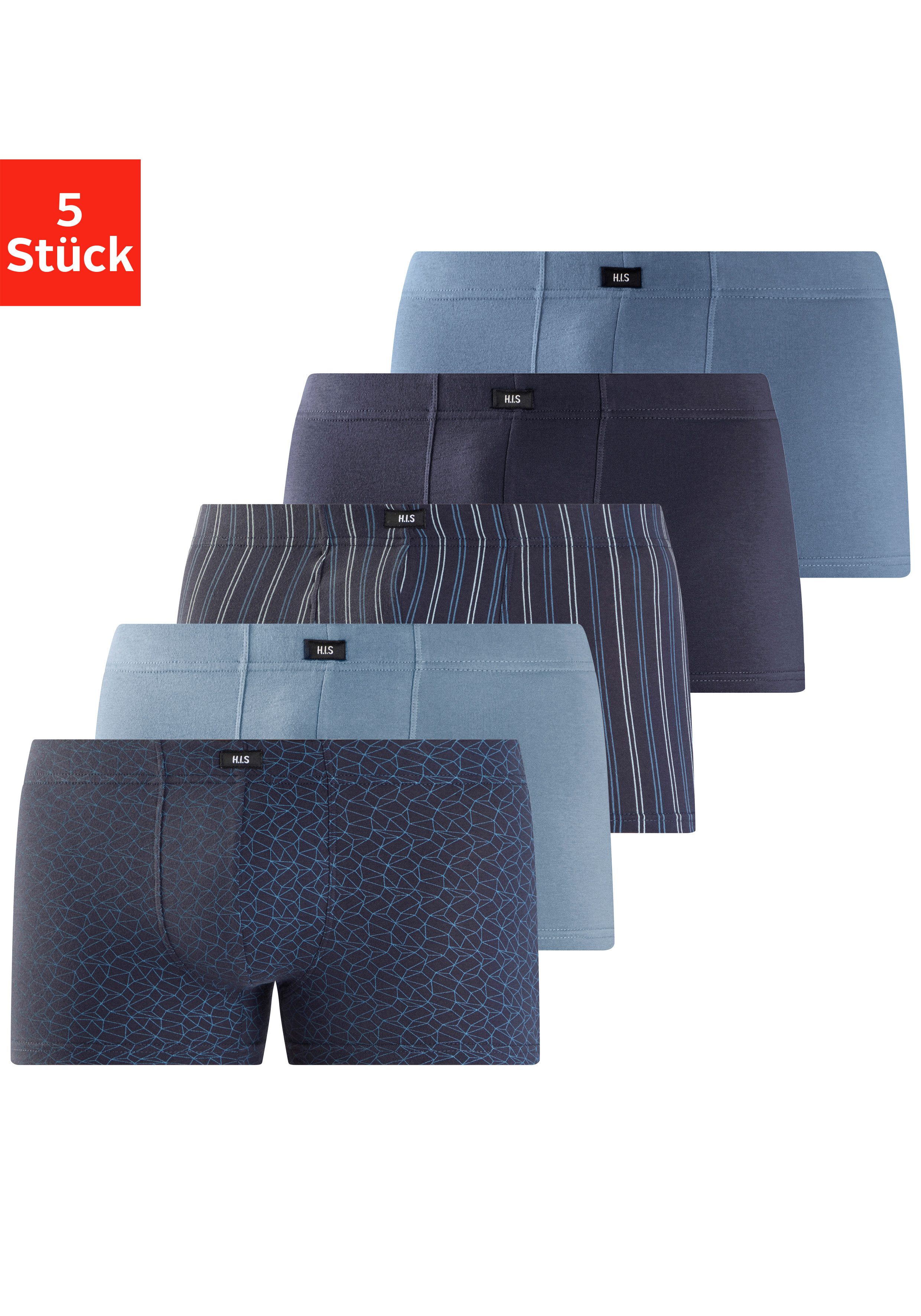 H.I.S Boxer Boxershorts für Herren (Packung, 5-St) in bedruckter Baumwollqualität
