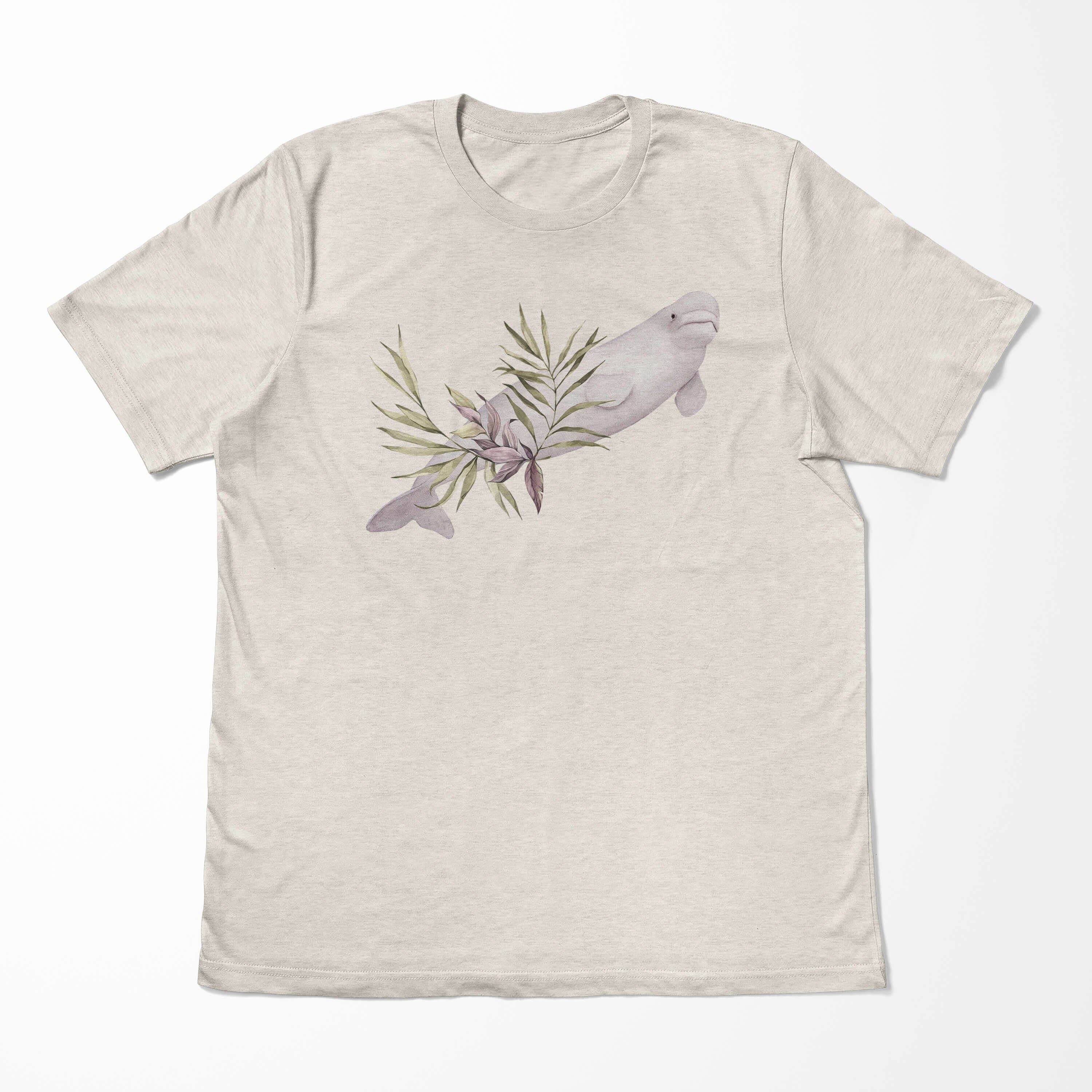 T-Shirt Beluga gekämmte Art Sinus Wasserfarben 100% Nachhaltig Herren Bio-Baumwolle Weißwal (1-tlg) Motiv Ökomo Shirt T-Shirt