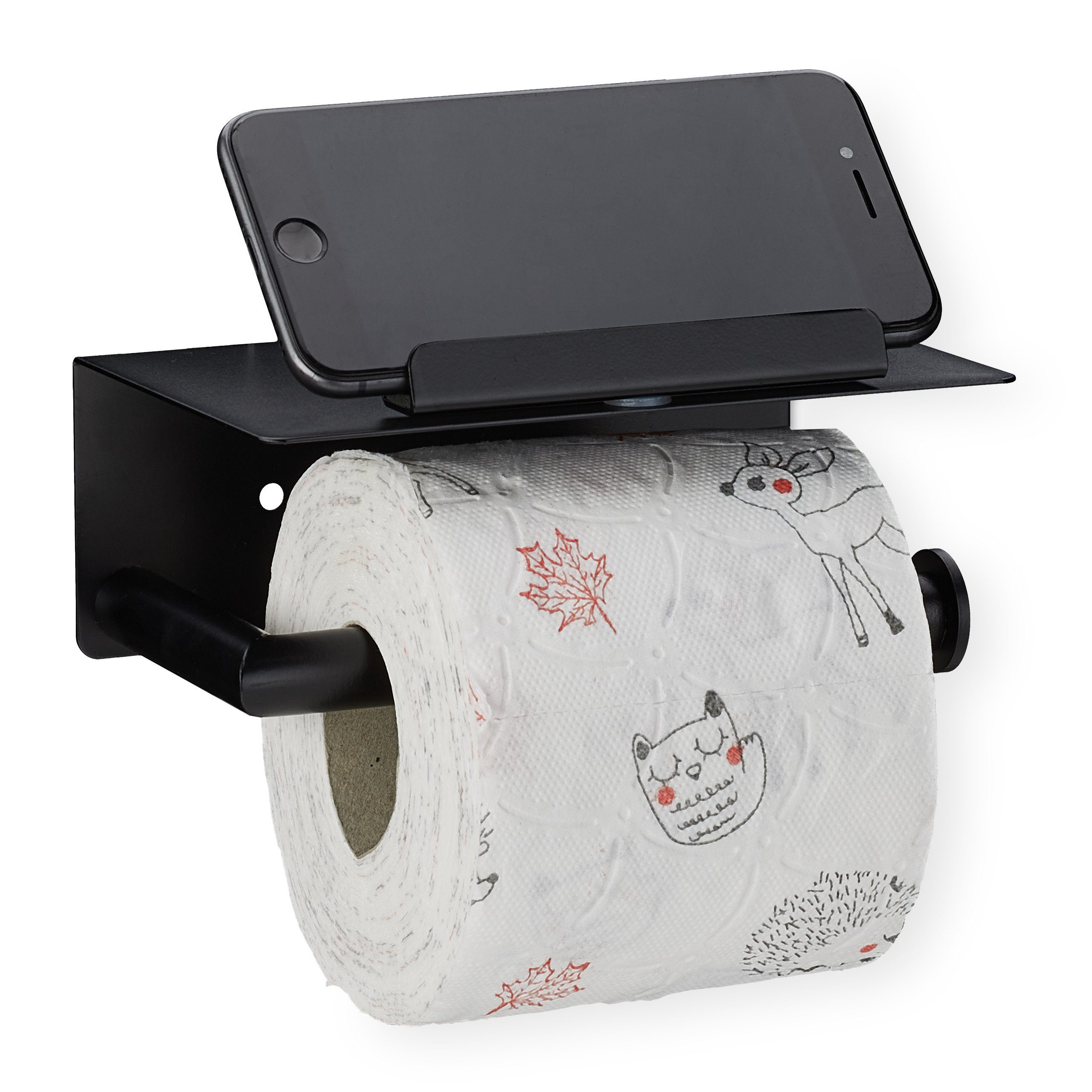 Toilettenpapierhalter mit Ablage Klopapierhalter Klorollenhalter Aluminium Neu 