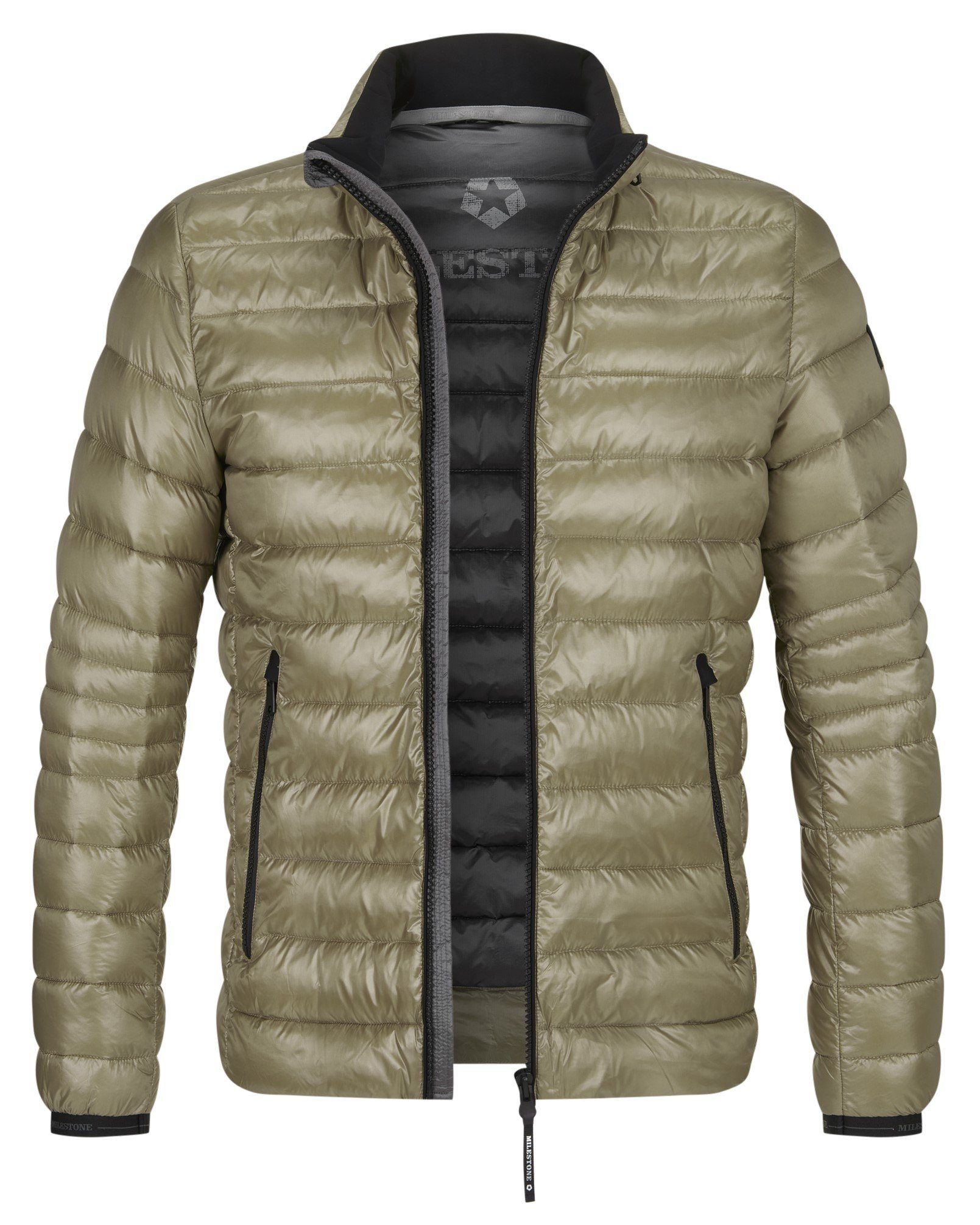 winddicht Milestone MSCartagena mit Dunkel Steppjacke High-Shine wasserabweisender beige Ausrüstung, Oberstoff