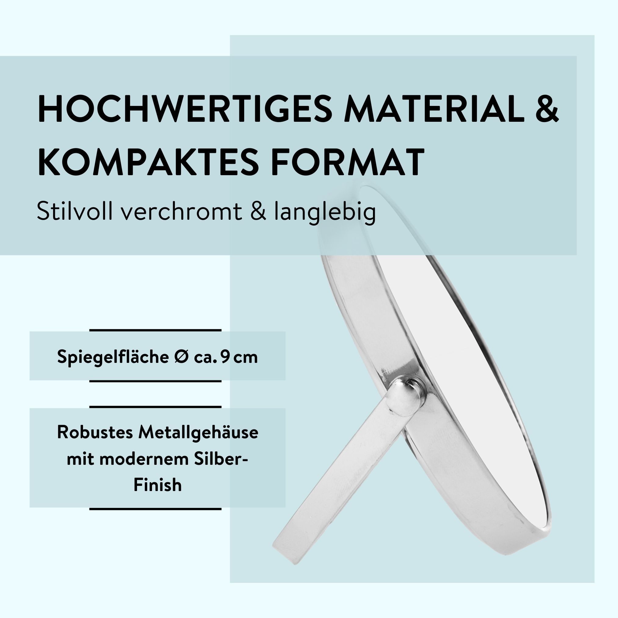 PARSA Beauty Standspiegel Essential Reise-Standspiegel, 5-fach Vergrößerung in Silber – Bild 5 von 5