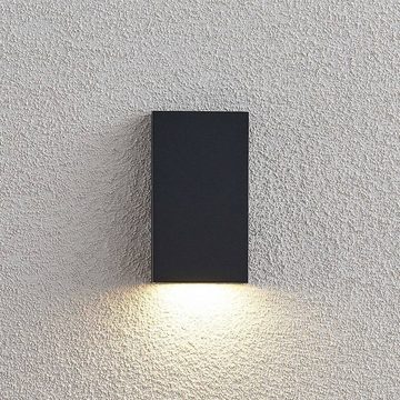 Lucande LED Außen-Wandleuchte Adarey, LED-Leuchtmittel fest verbaut, warmweiß, Modern, Aluminiumdruckguss, dunkelgrau (RAL 7024), 1 flammig, inkl.