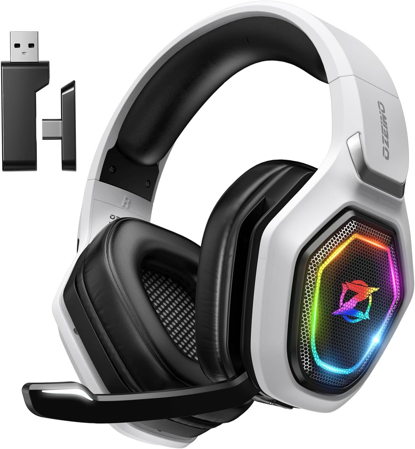 ozeino OW810 Gaming-Headset (Nein, 2.4 GHz Wireless und Bluetooth, Kabelloses Gaming Headset mit 3D Sound, Bluetooth & 40h Akku)