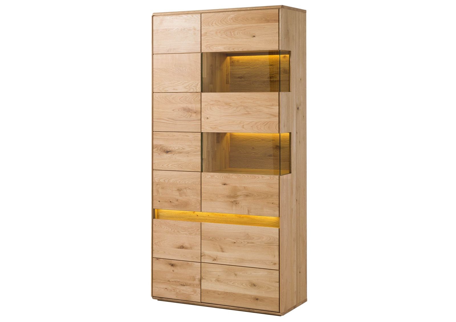 Massivmoebel24 Standvitrine (Vitrine Wildeiche inkl. LED 103x43,5x207 natur günstig online kaufen