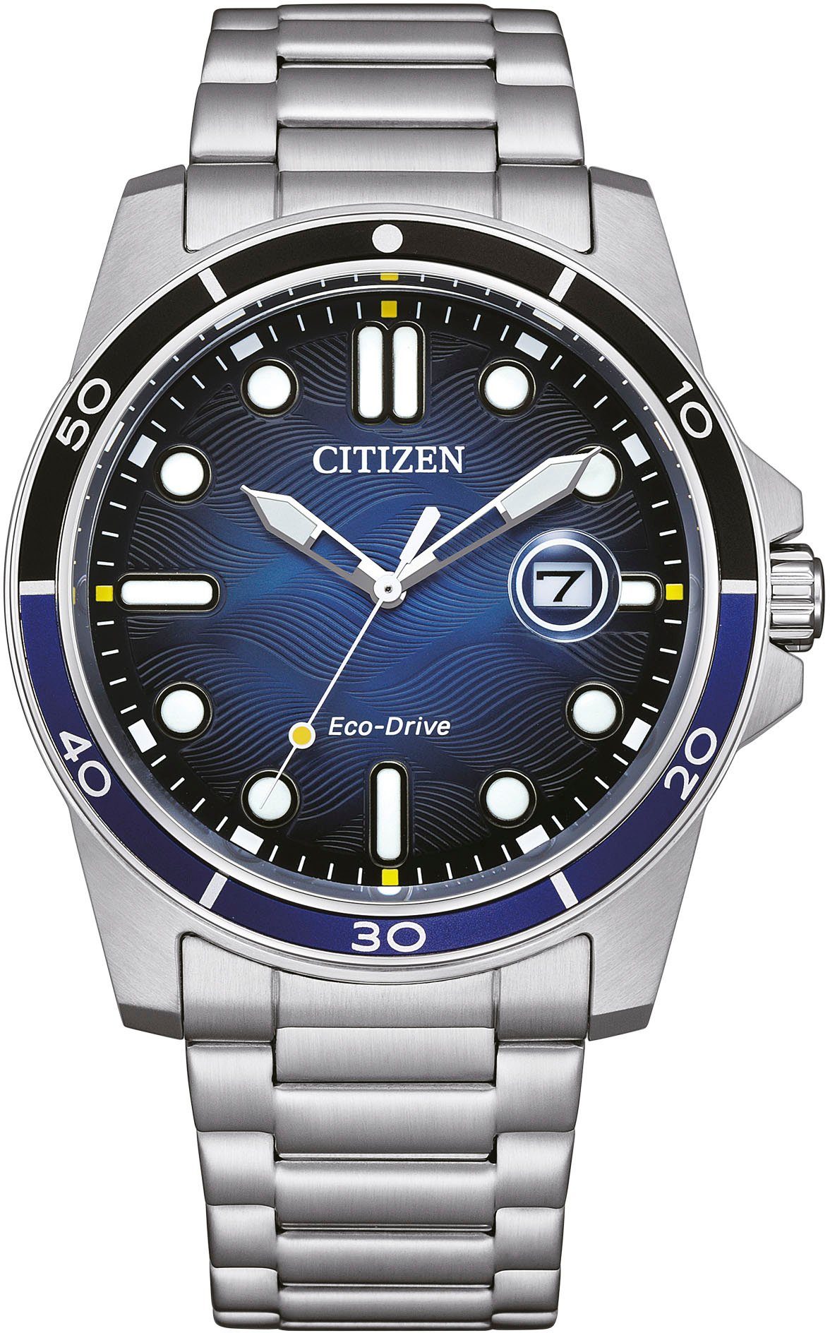 Citizen Solaruhr AW1810-85L, Armbanduhr, Herrenuhr, Edelstahlarmband, bis 10 bar wasserdicht, Datum