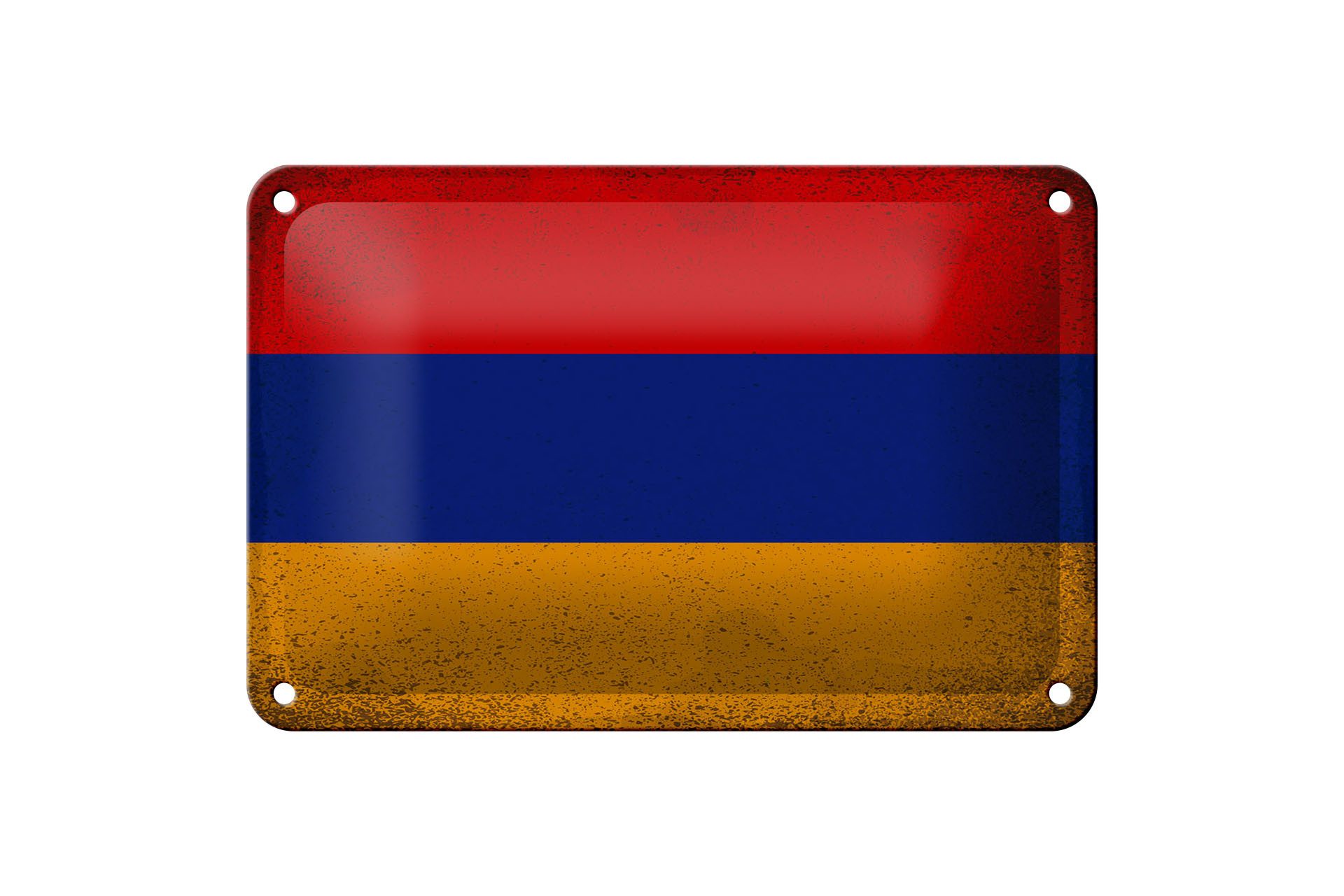 Femer GmbH Metallschild Flagge Armenien 18x12cm Flag Armenia Vintage, (1 St), gewölbte Oberfläche, abgerundete Ecken, umgeschlagene Kanten