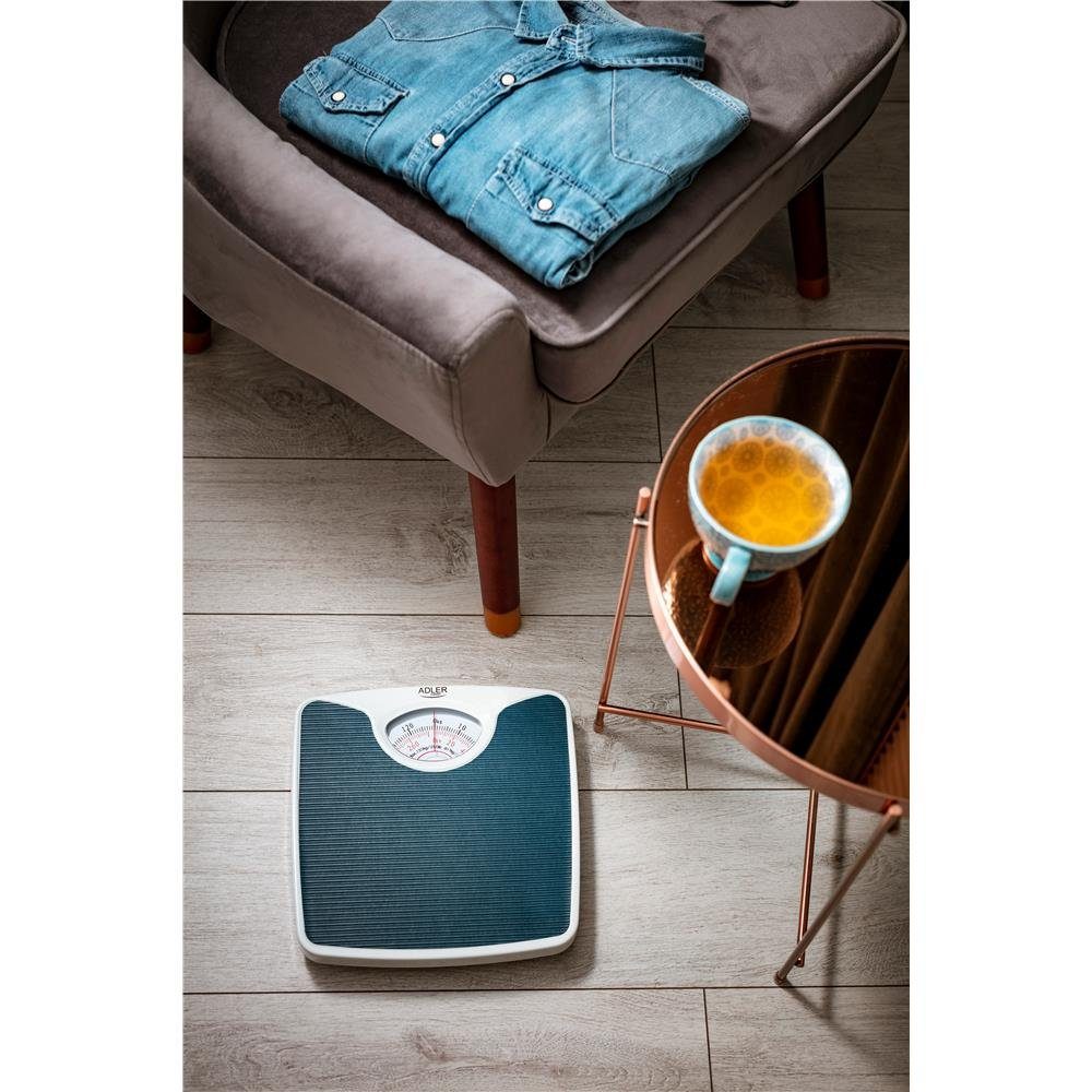 Adler Personenwaage AD 8151b, bis 130 kg, analog, blau/weiß