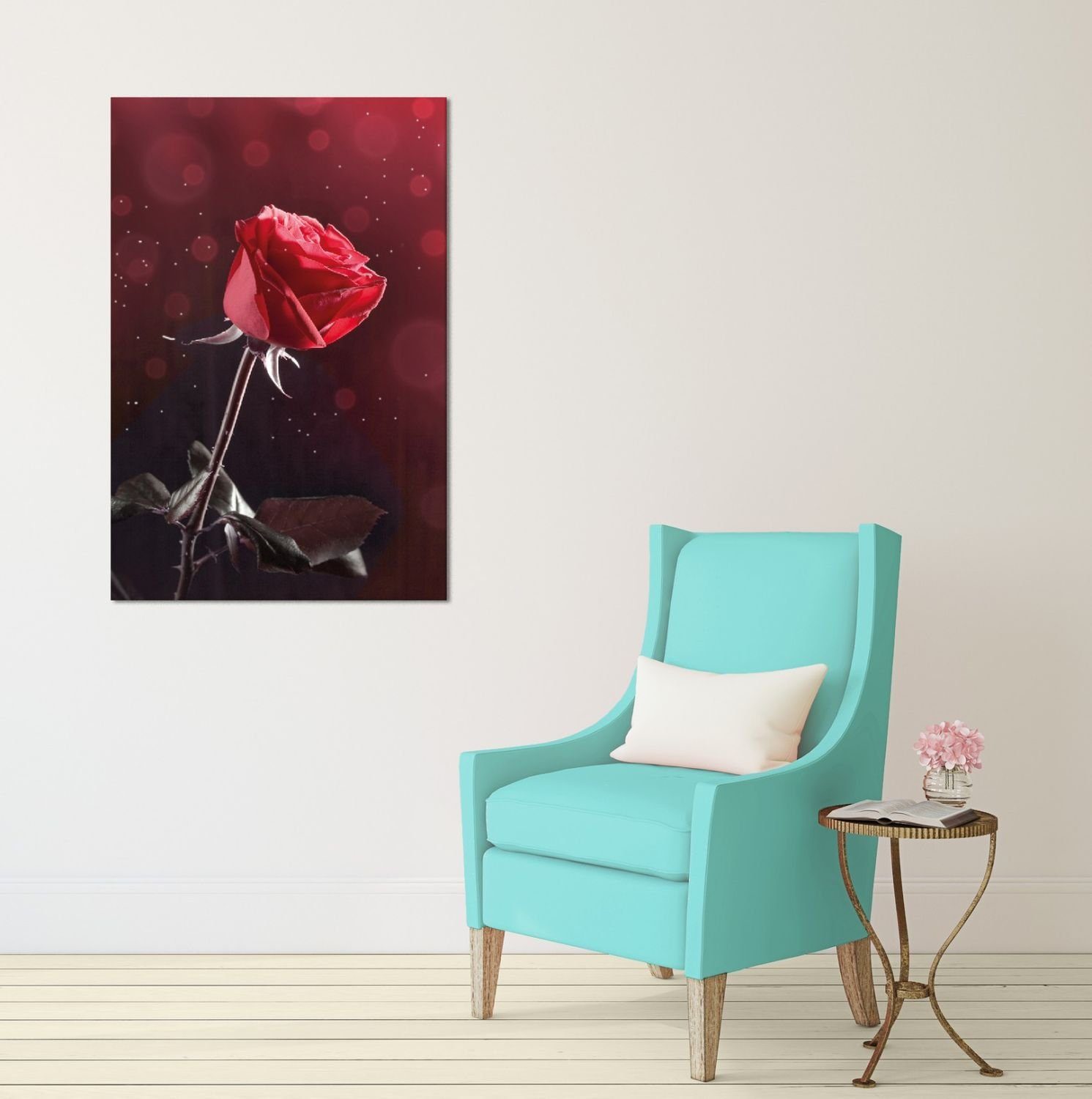 Wallario Leinwandbild, Rote Rose Single, in günstig online kaufen