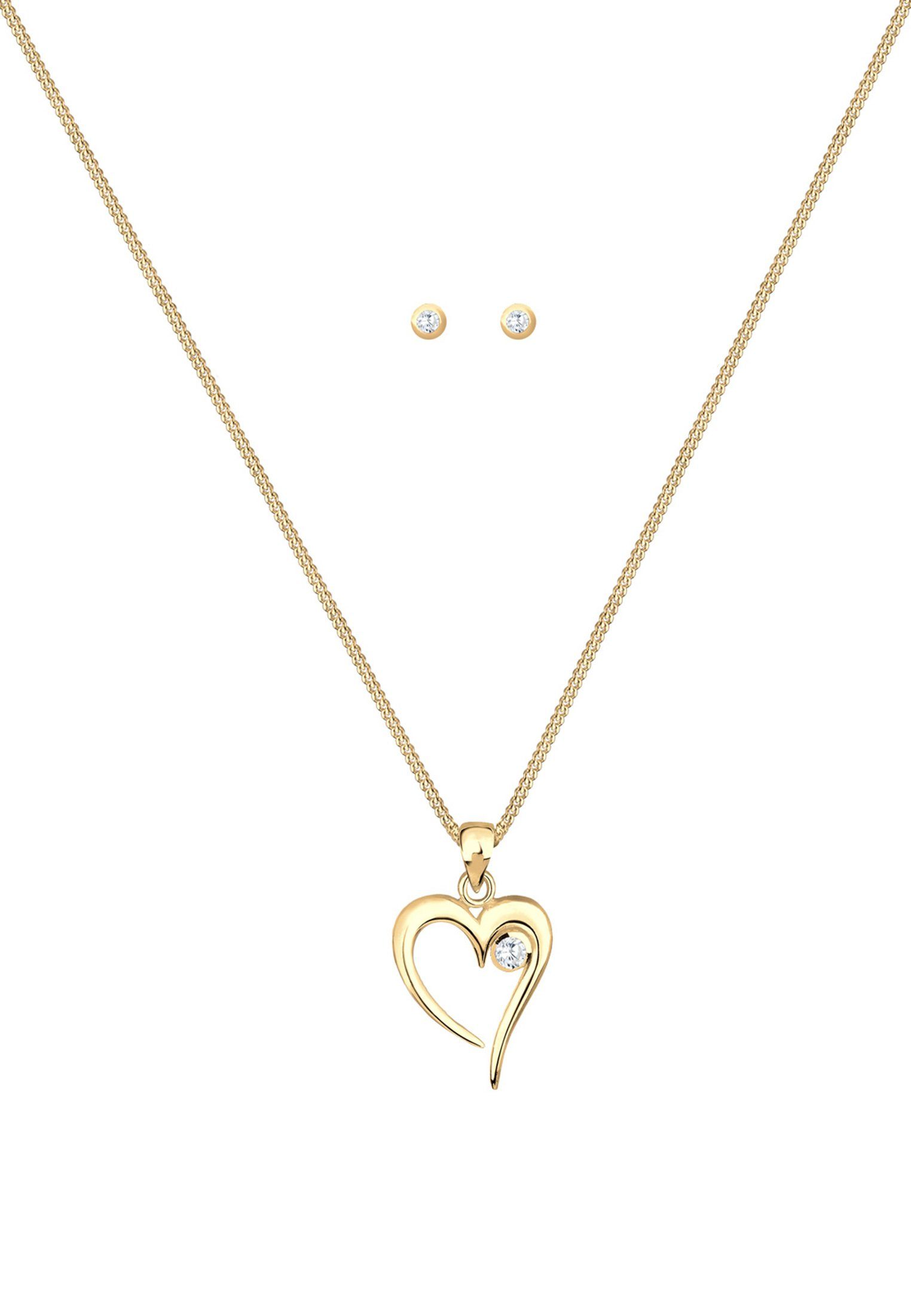 Elli Schmuckset Herz Solitär Zirkonia In günstig online kaufen