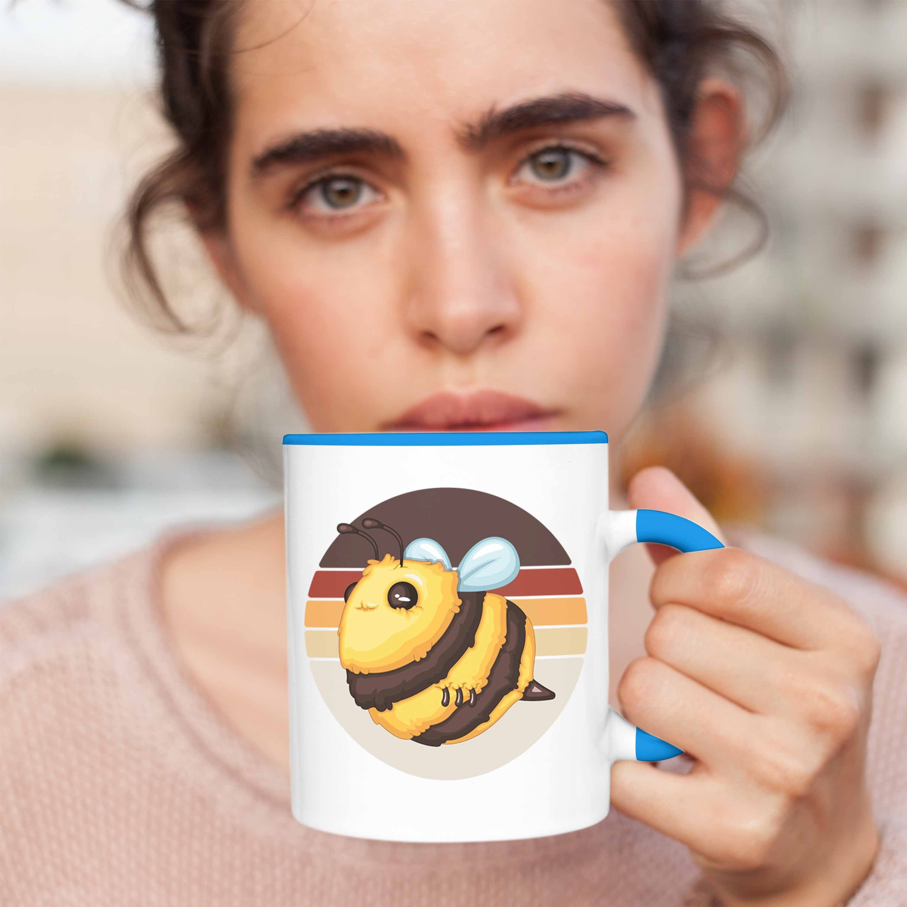 Grafik Bienen Hummel Imker Züchter Geschenk Trendation Geschenkidee Tasse Tasse Blau