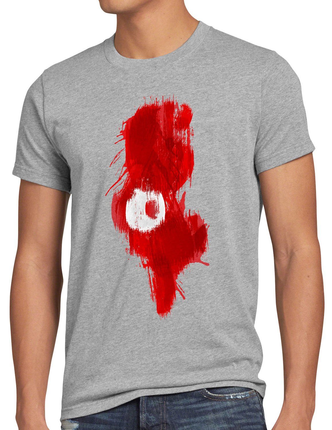 style3 Print-Shirt Herren T-Shirt Flagge Tunesien Fußball Sport Tunisia WM EM Fahne grau meliert