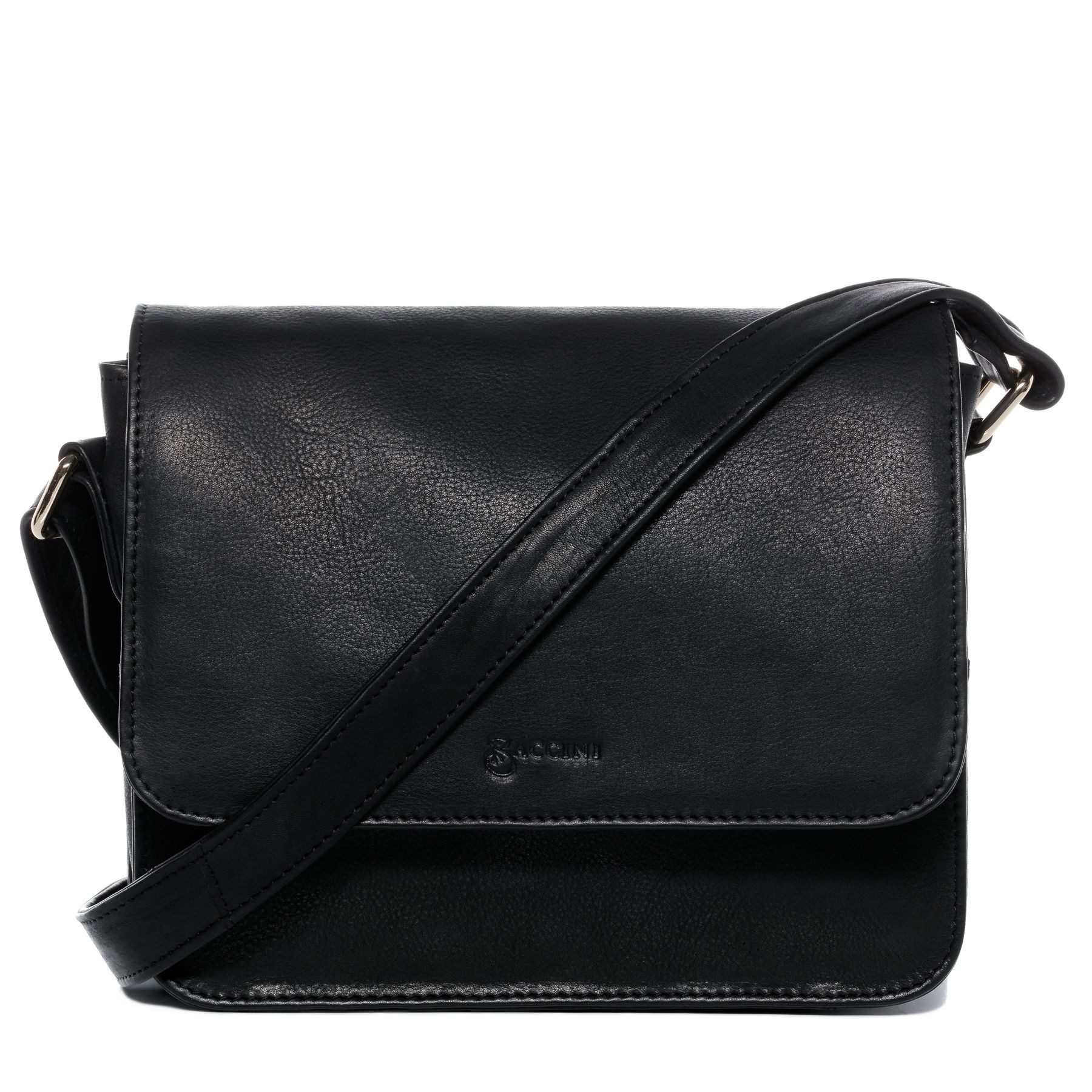 BACCINI Umhängetasche echt Leder Umhängetasche groß Ledertasche schwarz ELA, Crossbody Bag Echtleder für Damen, Handtasche mit Schultergurt schwarz