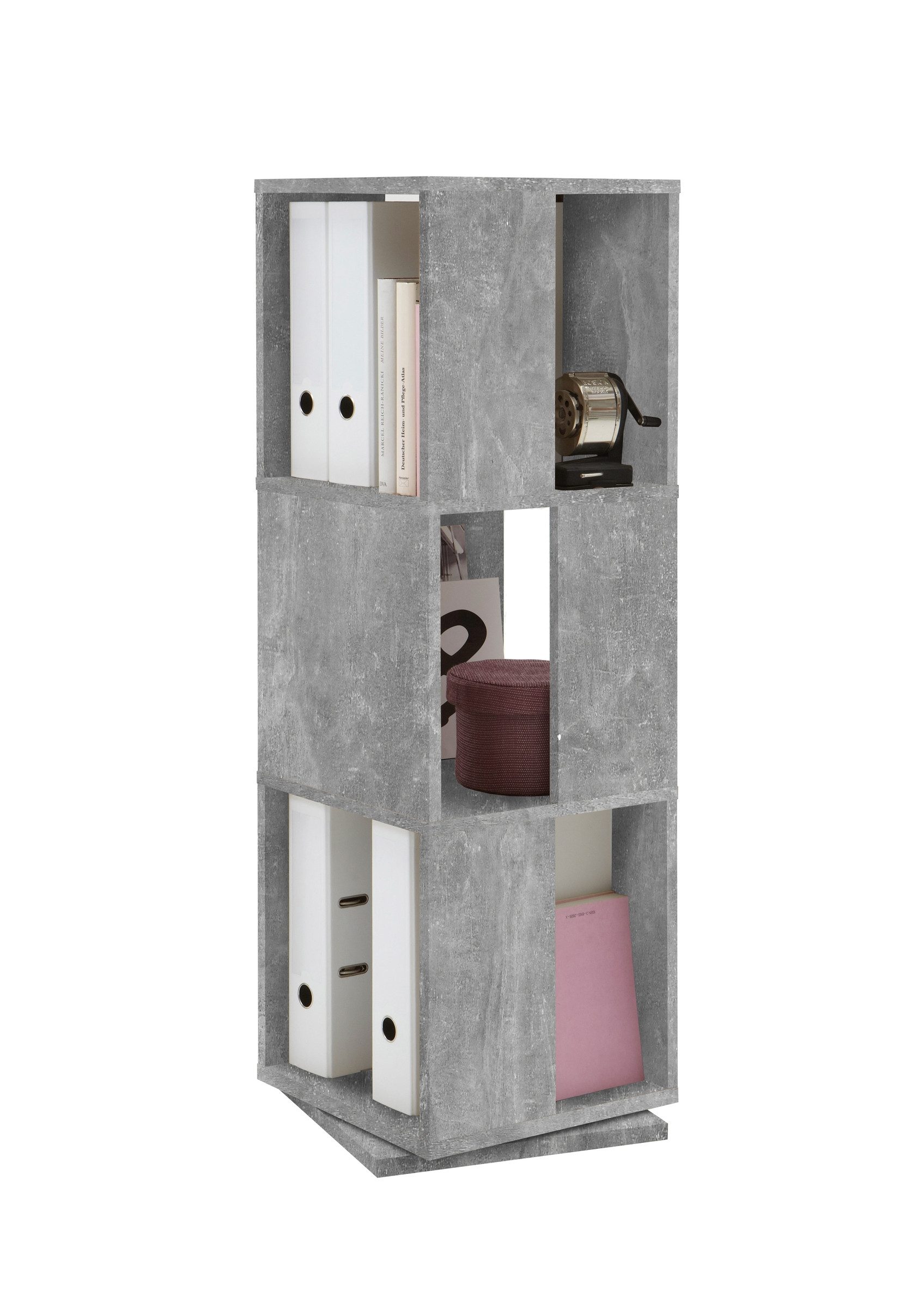 PREISBRECHER Drehregal TOWER, in Beton LA - 34x108x34cm (BxHxT)