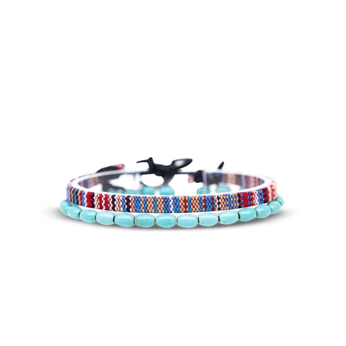 Armband Set 2x Armband Freundschaftsarmbänder Style by Schmuck Surfer Nami (Set, Hippie Sommer Boho Multi Armband Made & Damen Perlenarmband Surfer 2), Herren