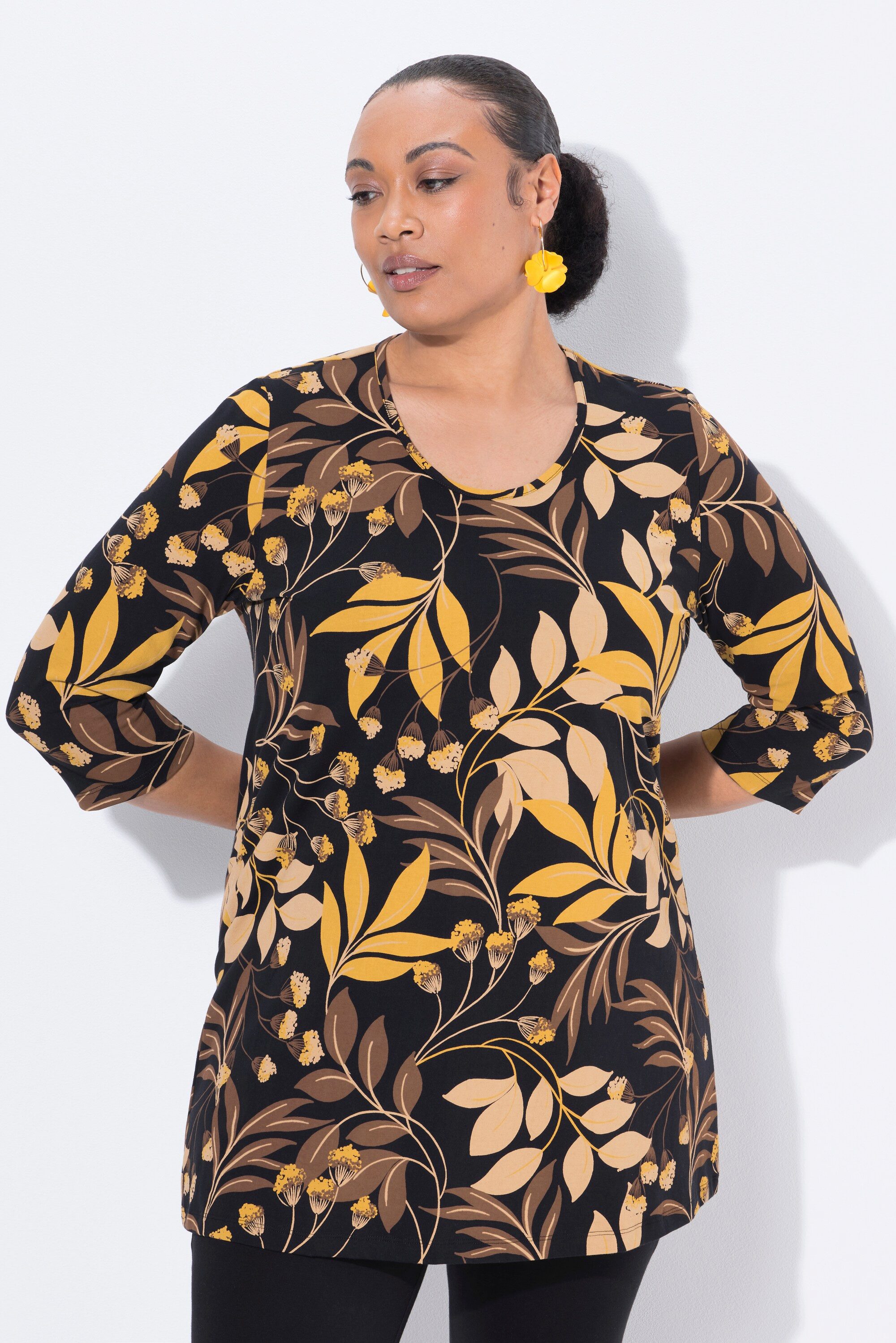 Ulla Popken Longshirt Longshirt Blüten A-Linie günstig online kaufen