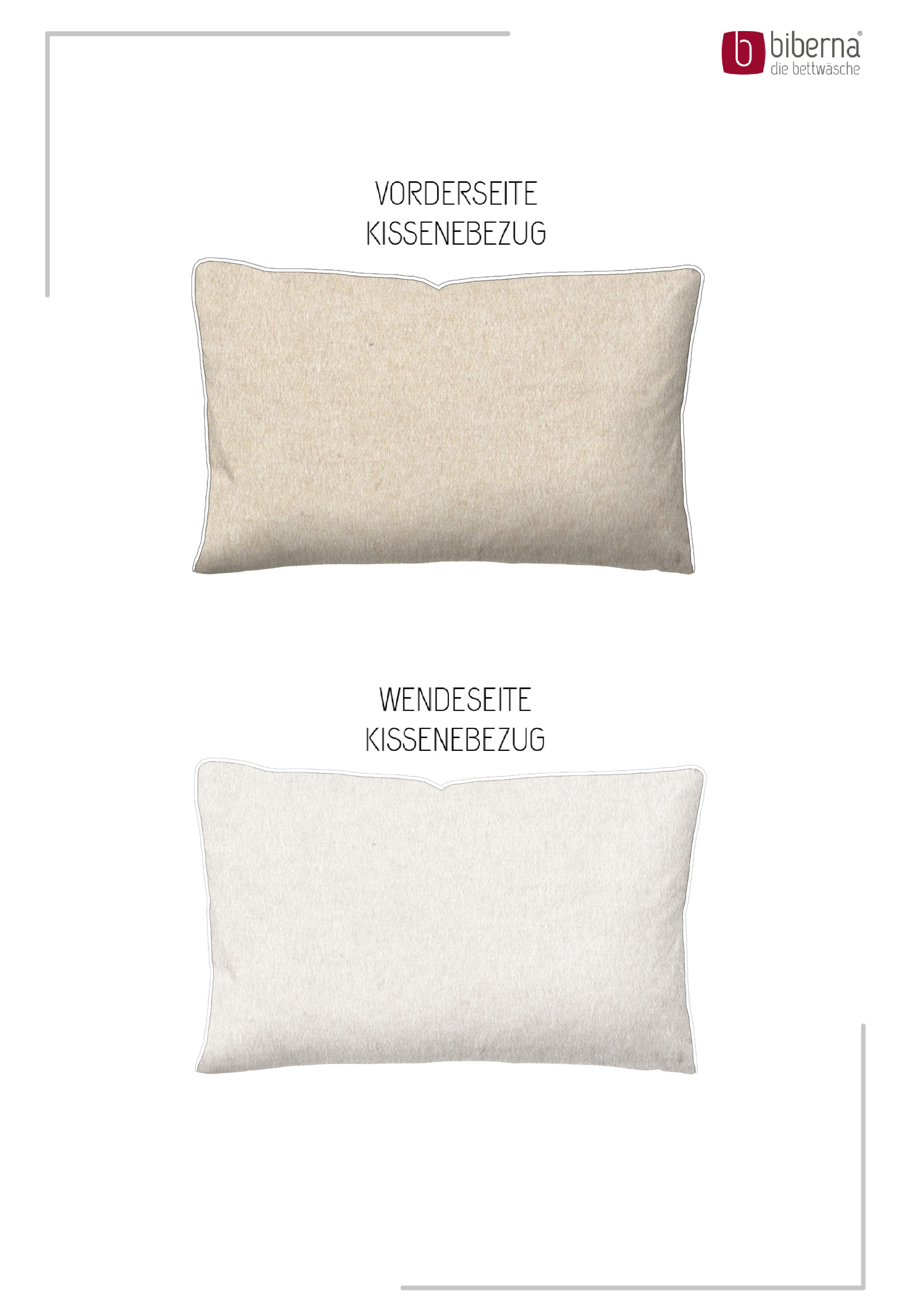 Biberna Kissenbezug 0840500 HERMAL Premium Biber Melange-Flanell 100% Baumwolle, (1 Stück), Kissenhülle, wärmend & weich, Reißverschluss, Satinpaspel – Bild 3 von 5