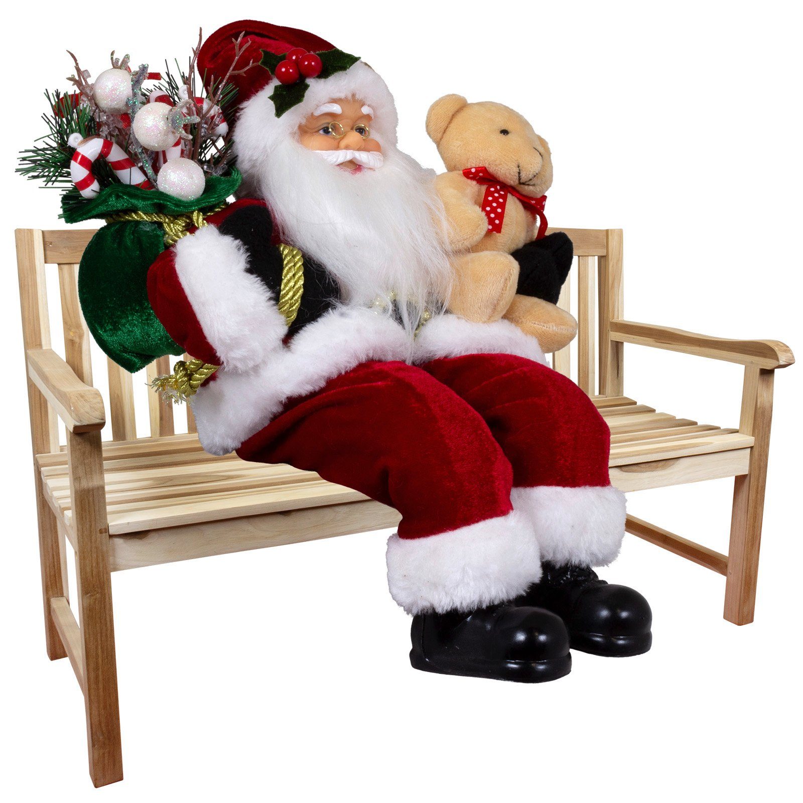 Christmas Paradise Weihnachtsmann Sander 45cm / 30cm, sitzend (Dekofigur rot, 1 St., Weihnachtsdeko), Kantenhocker zum Hinsetzen