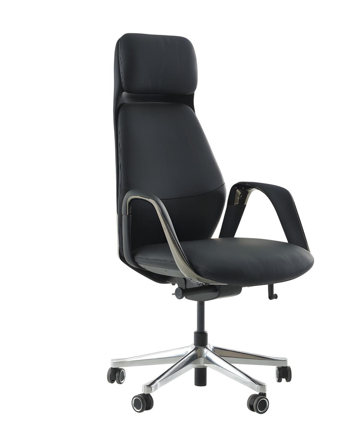 Xlmoebel Bürostuhl Designer Schwarzer Chefsessel aus Leder mit Drehfunktion, Made in Europa
