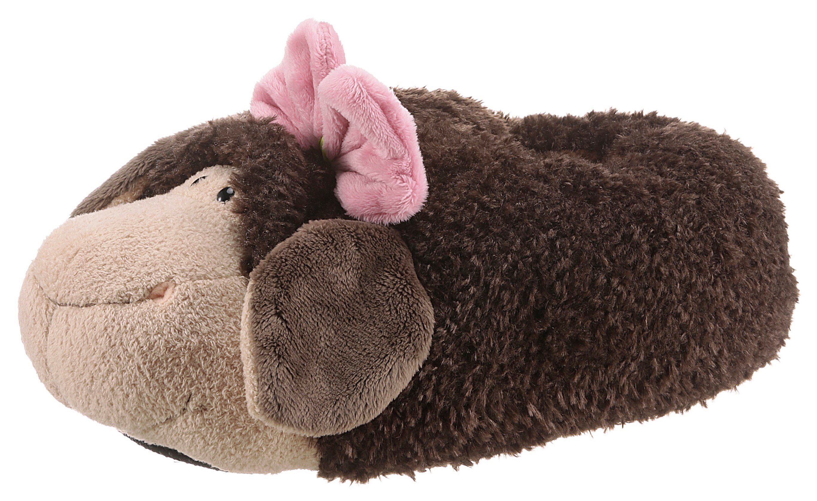 Nici JOLLY Coco Schaf Plüsch Hausschuhe Pantoffel mit Schaf Motiv und hübscher Schleife