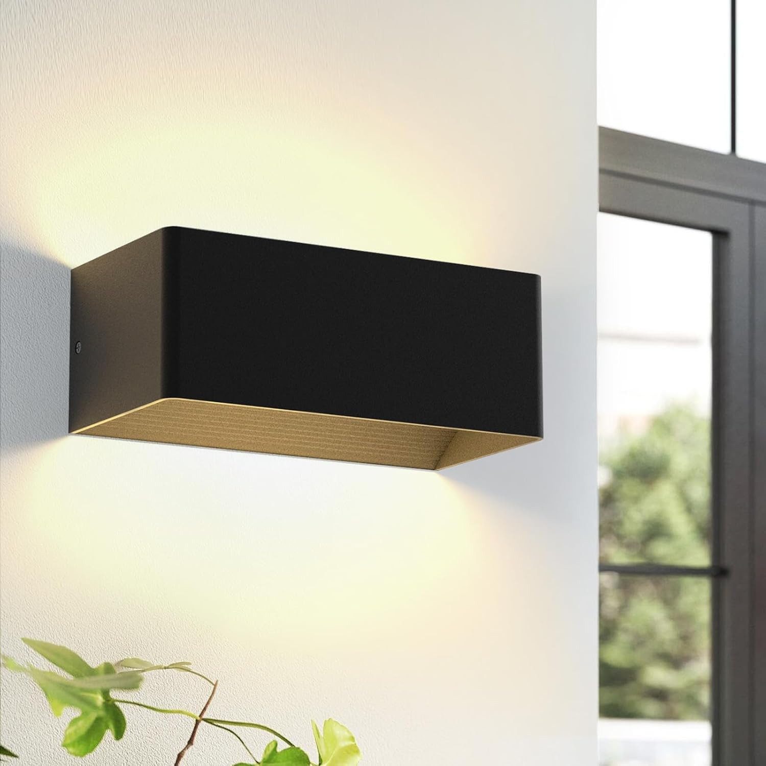 ZMH LED Wandleuchte Außenwandleuchte Schwarz Up Down 7W Wandstrahler Wand Treppenhaus, ‎Energieeffizient, LED fest integriert, 3000k, Außenleuchte Flur