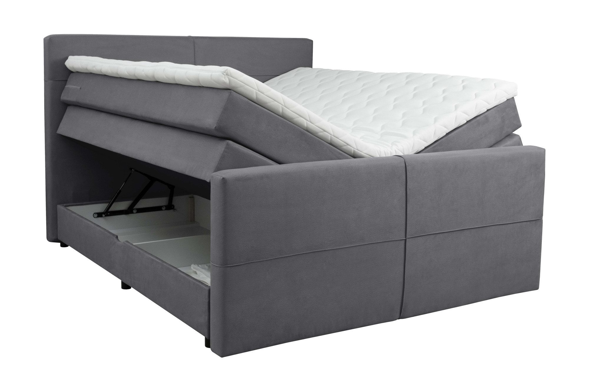 Home affaire Boxspringbett Lucas, Doppelbett, Polsterbett, Federkernbett, Komforbett, 160,180 cm, inkl. Topper, zwei Bettkästen, Taschen-Federkernmatratze, Härtegrad 3