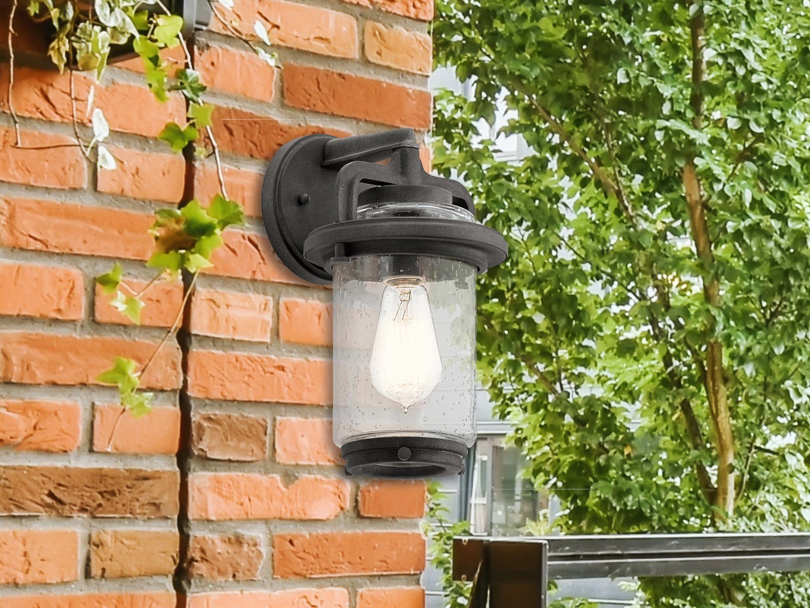 LED mit Gartenleuchten Fassadenbeleuchtung Strom, Außen-Wandleuchte, Höhe meineWunschleuchte LED warmweiß, wechselbar, 29cm Industrial,