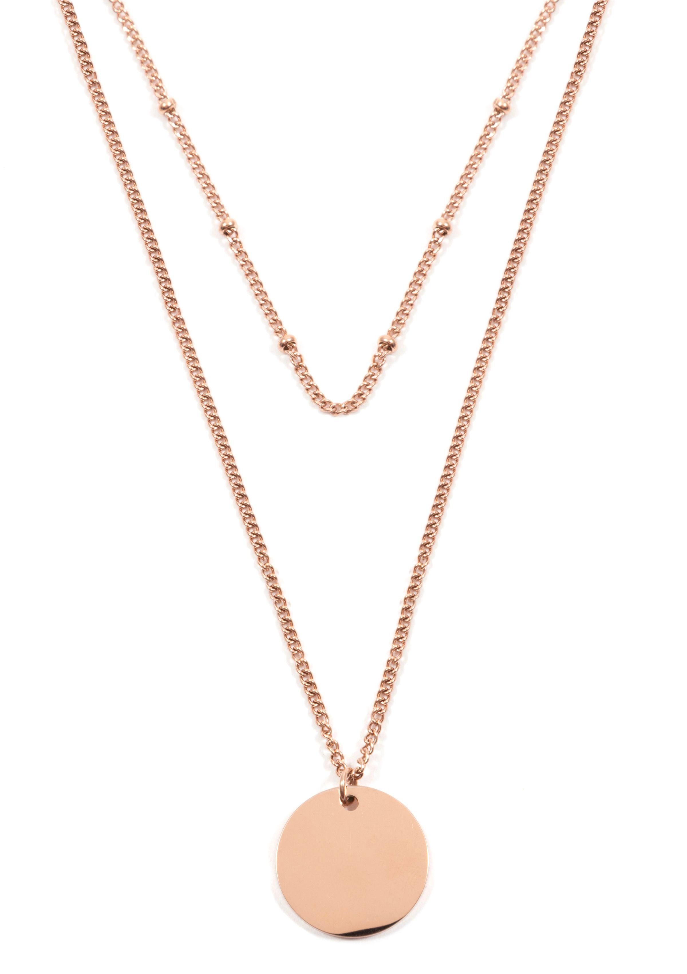 Collier Layer Kette Kreis hängend, 18K Roségold vergoldet