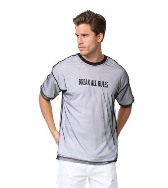 Denim House T-Shirt Herren Oversize T-Shirt mit Print und Netz-Übershirt