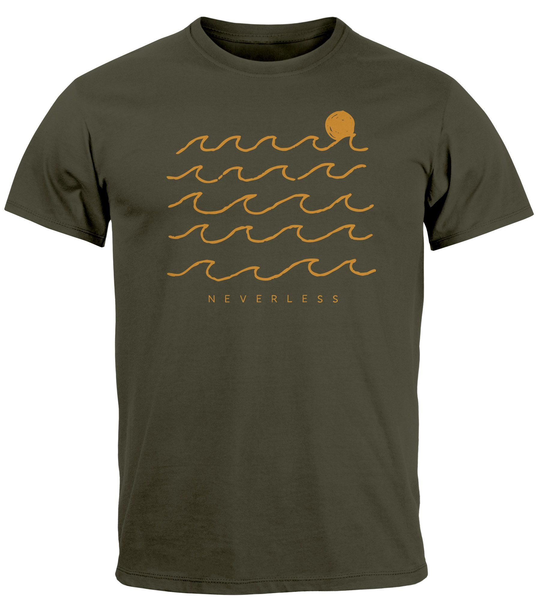 Neverless Print-Shirt Herren T-Shirt Frontprint Wellen günstig online kaufen