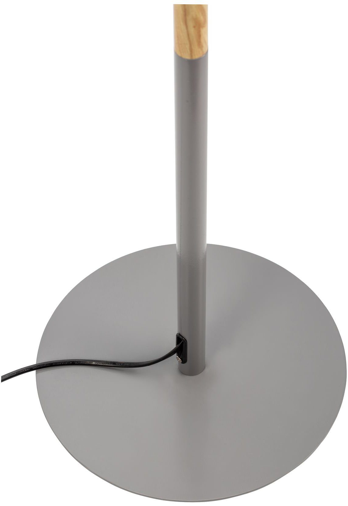 Pauleen Stehlampe Grand Purity, max. 20W Stoff/Metall ohne Leuchtmittel, Grau/Holzoptik, E27, 230V, E27