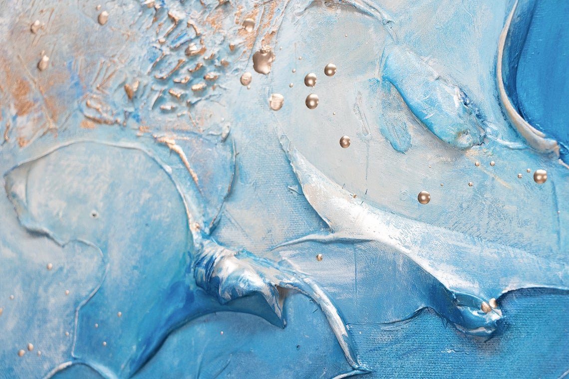 Leinwand in Vertikales Pazifik, Handgemalt Gemälde Abstraktion, Bild YS-Art Abstrakt Blau