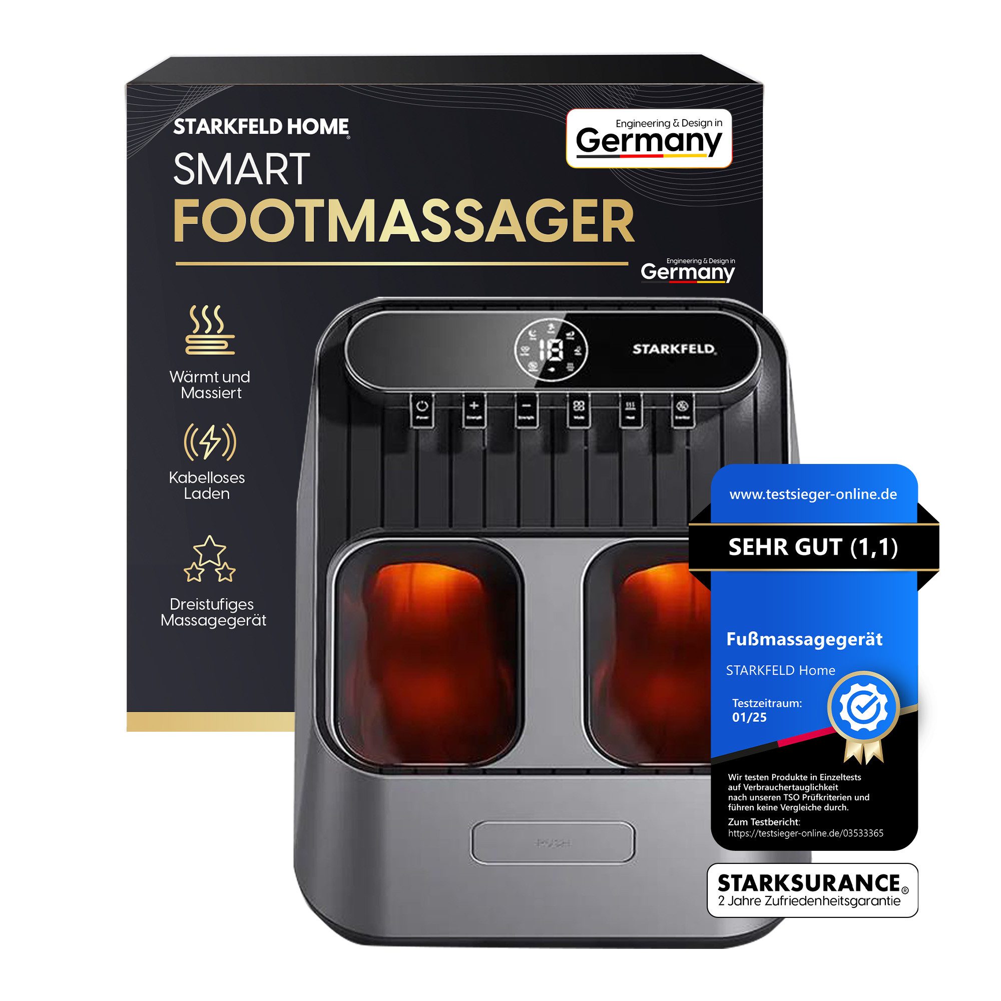Fußmassagegerät - FOOTRELAX Kabelloses Fußmassagegerät mit Airbag und Wärmefunktion