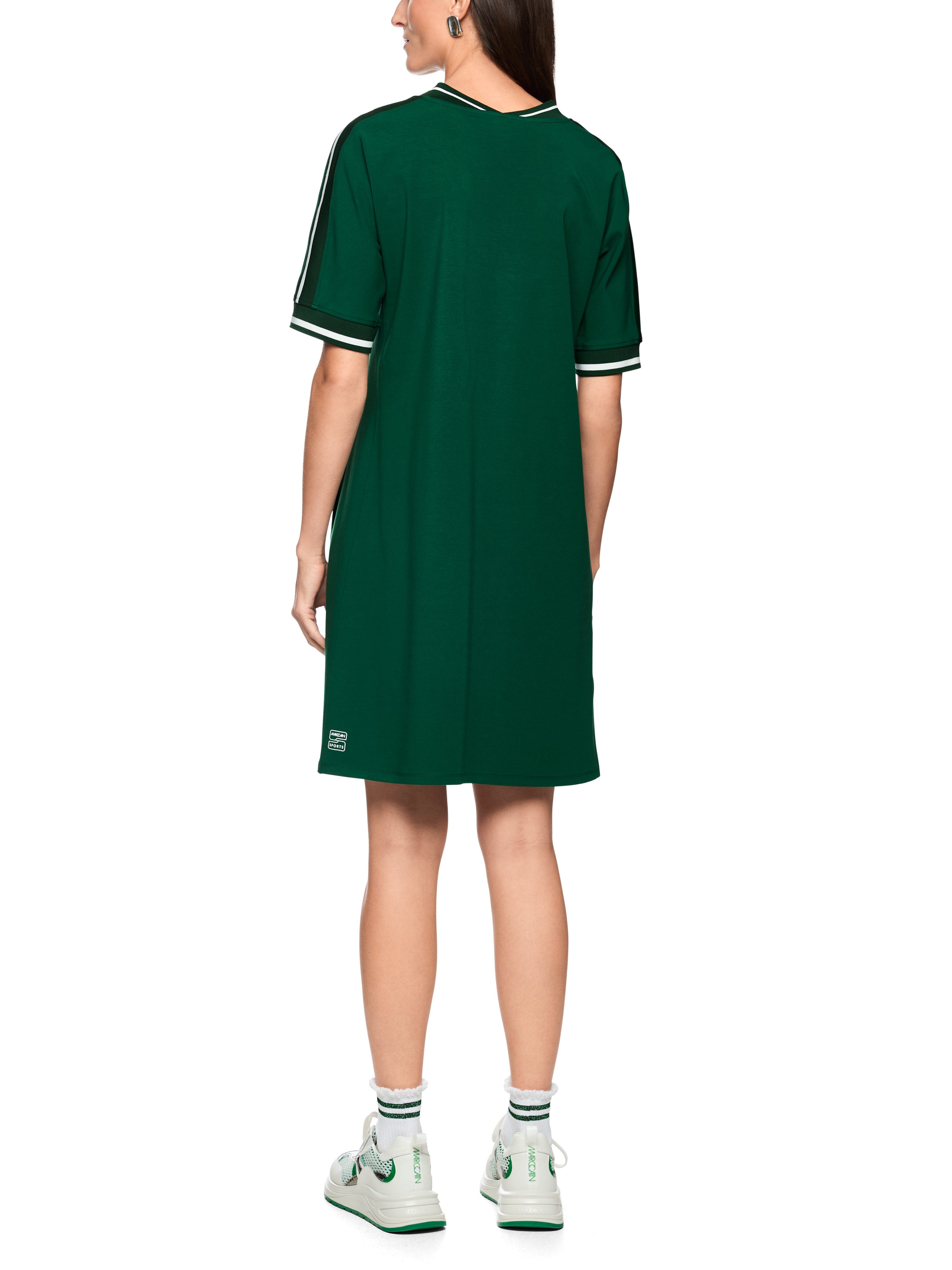 Marc Cain Midikleid City Vibing Premium Damenmode Sportives Kleid mit Ringeldetails