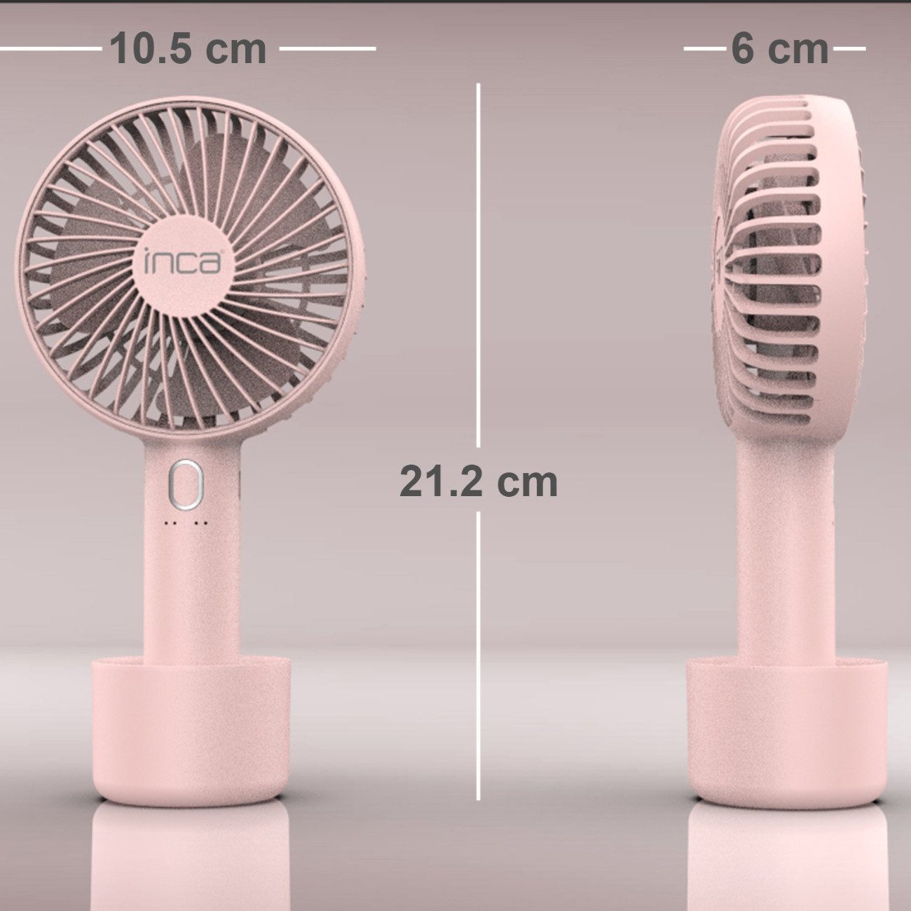 INCA Handventilator IMF-12P, 10,5 cm Durchmesser, Handventilator mit 4 Stufen und rutschfestem Boden