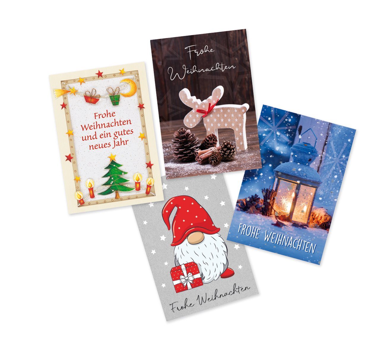 Grußkarten Geschenkanhänger Weihnachten - 4 Anhänger im Beutel