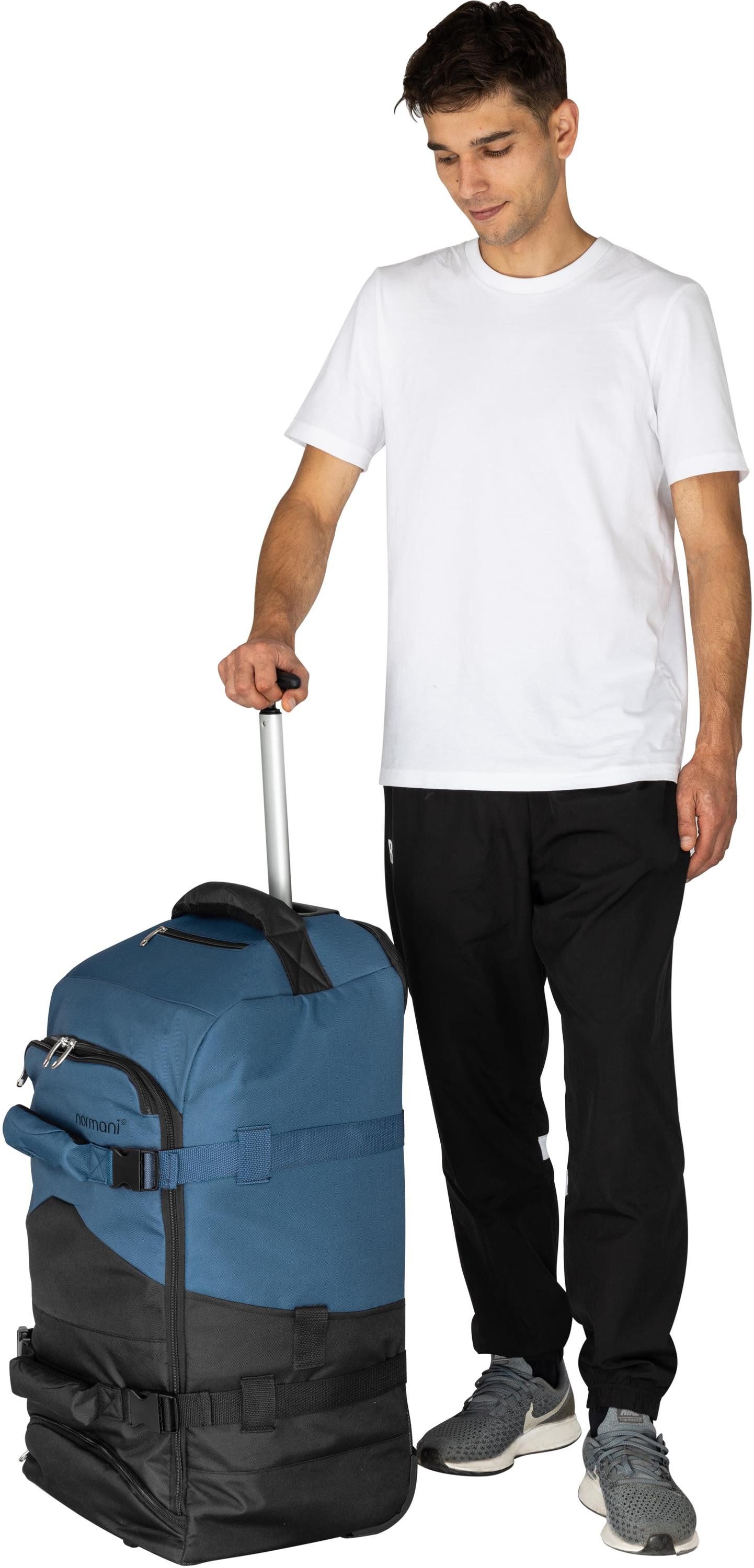 normani Reisetasche Reisetasche mit Rollen und Rucksackfunktion, Reise-Trolley mit 5 Fächern und 90L – Bild 3 von 5
