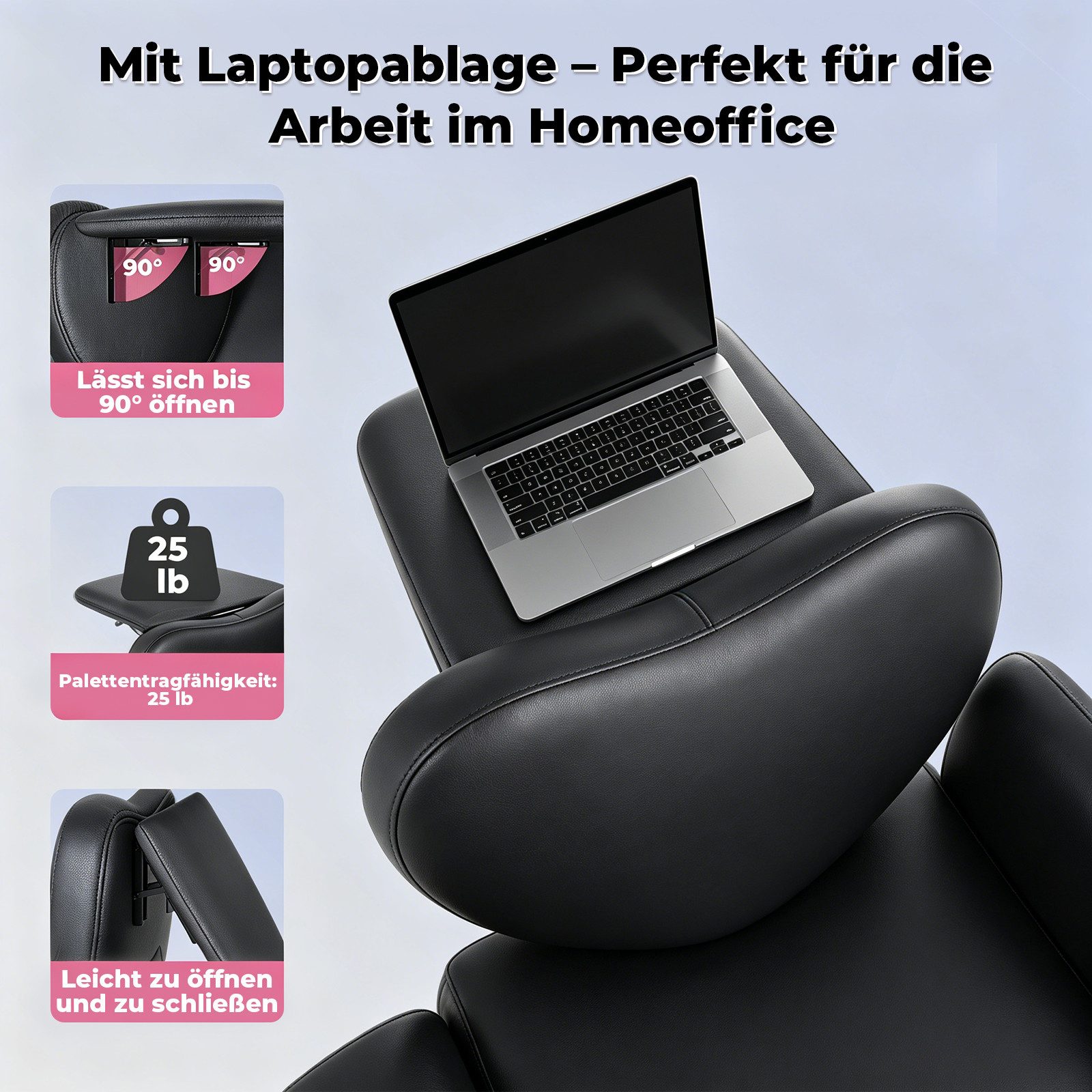 Patbrela Drehstuhl Bürostuhl Chefsessel Ergonomisch mit klappbaren Armlehnen, Gaming Stuhl mit Fußstütze & 135° Verstellbarer Rückenlehne