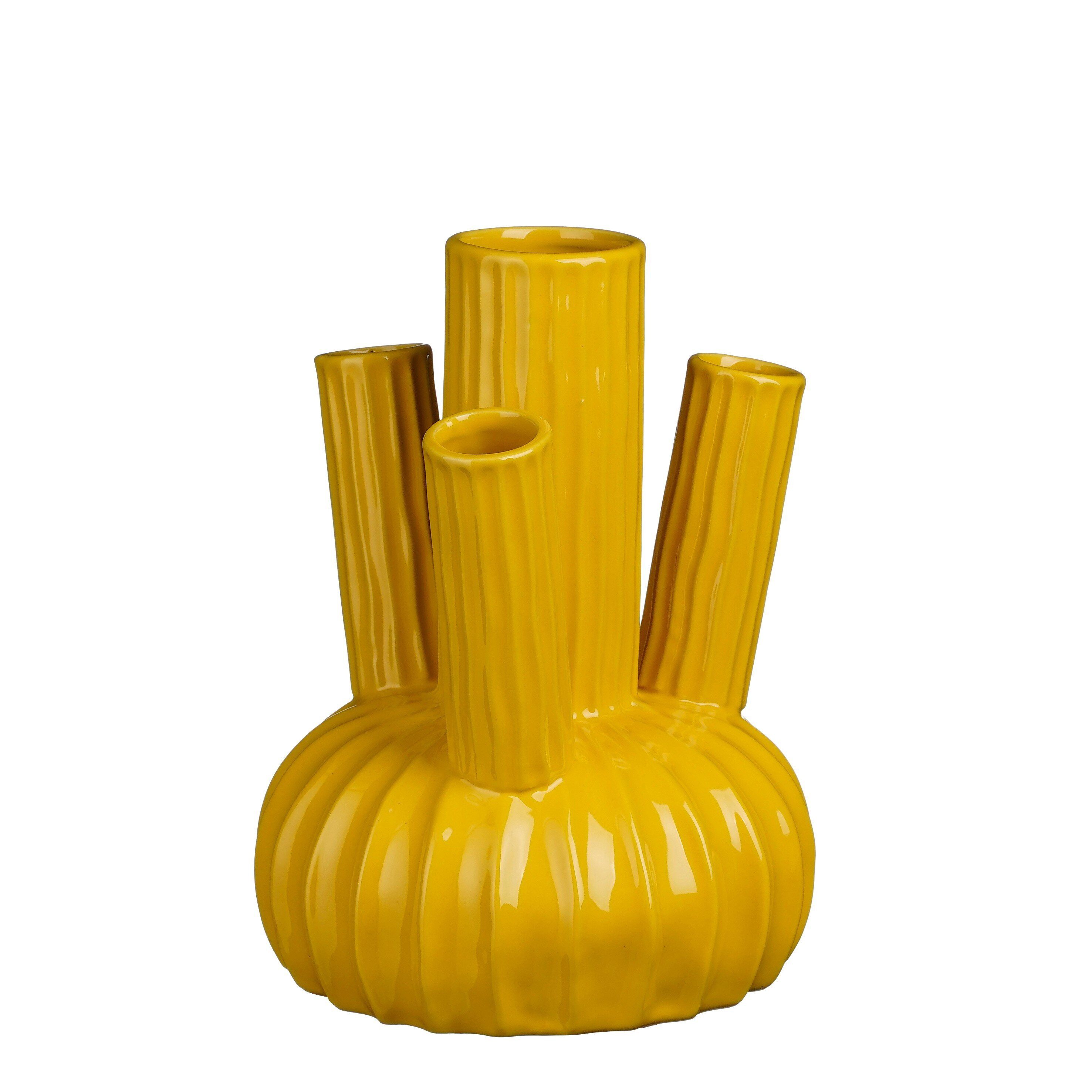 Mica Decorations Dekovase Mica Decorations Felipe Tulpenvase gelb - h27xd20cm