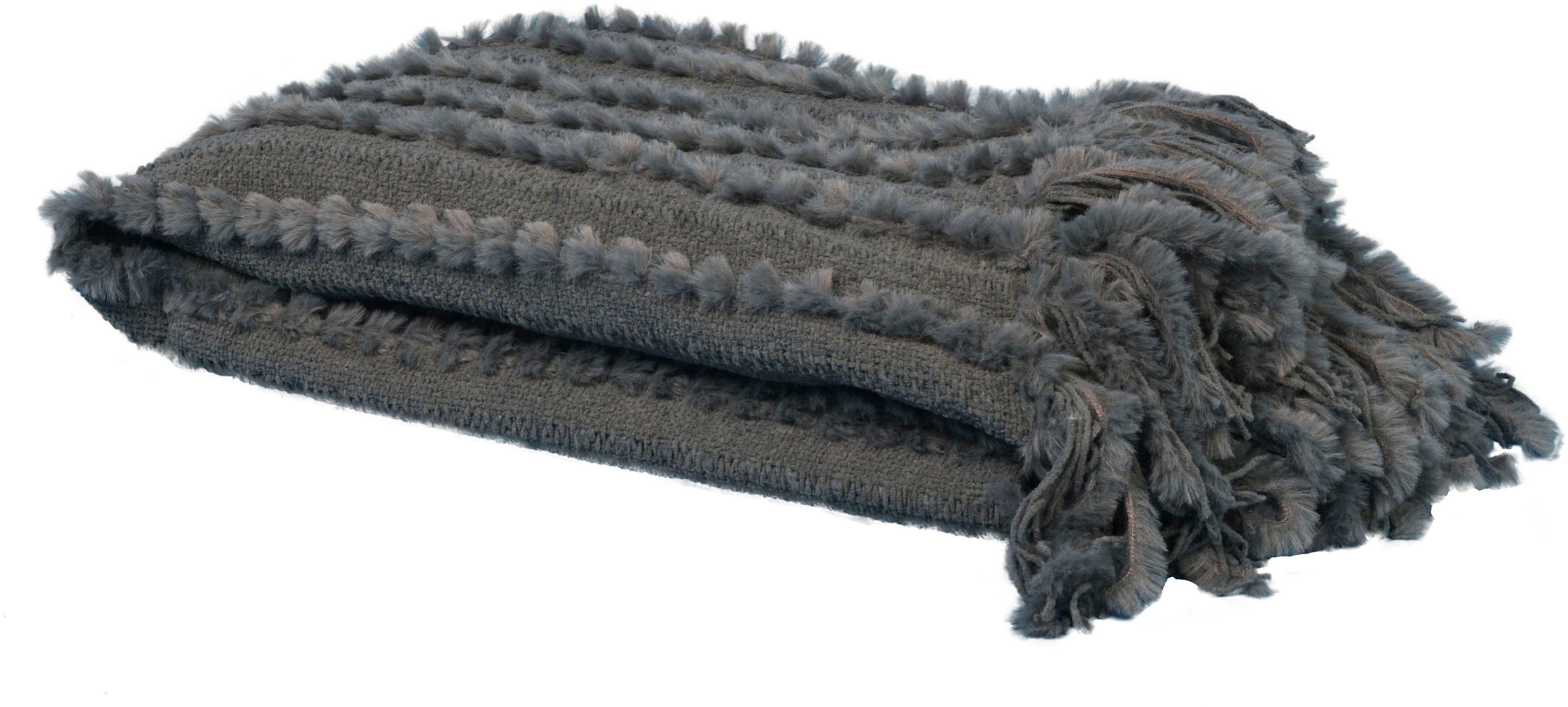Wohndecke Nala, Star Home Textil, mit Fransen anthrazit | Strickdecken