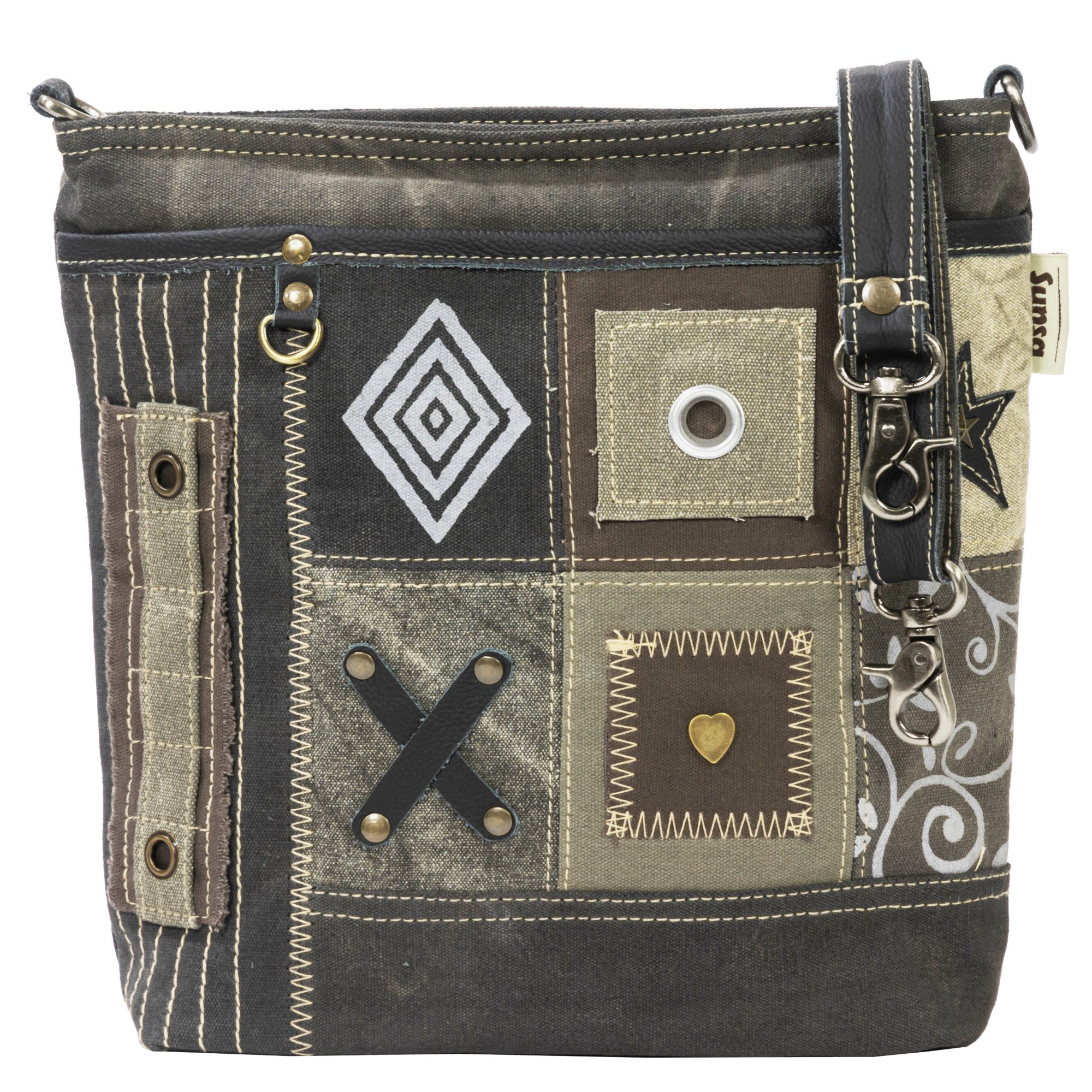 Umhängetasche Sunsa Damen Umhängetasche. Canvas Crossover Tasche in Patchwork Design
