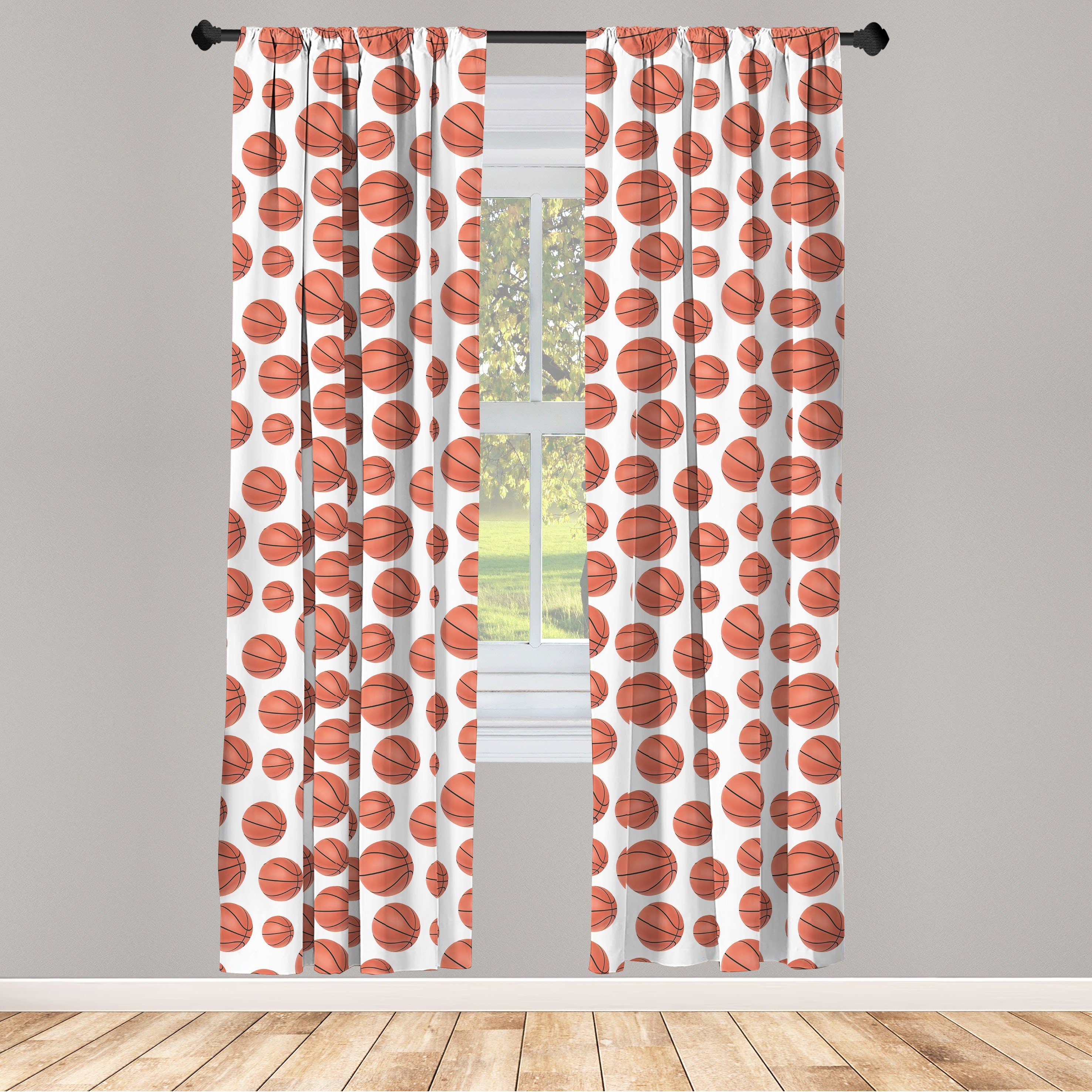 Gardine Vorhang für Wohnzimmer Schlafzimmer Dekor, Abakuhaus, Microfaser, Basketball Realistische Art-Kugel