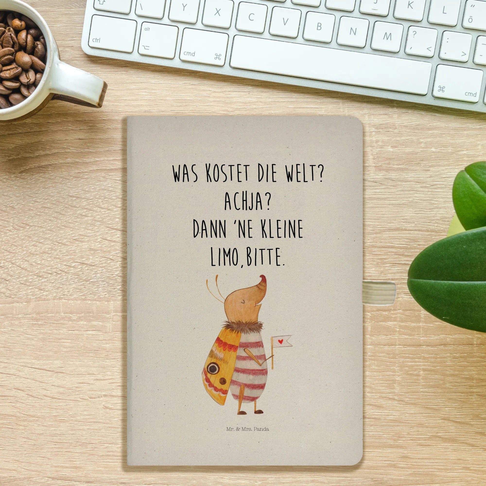 Thumbnail - Mr. & Mrs. Panda Notizbuch Nachtfalter Fähnchen - Transparent - Geschenk, A5 Notizbuch, süß, Was Mr. & Mrs. Panda, Umwel...