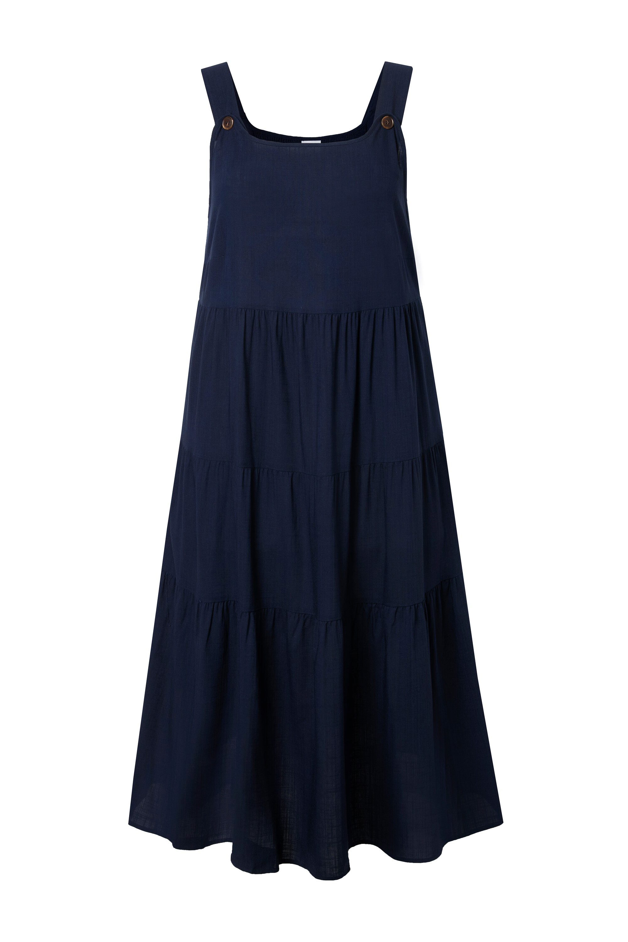 Ulla Popken Midikleid Trägerkleid Leinenmix A-Linie Träger verstellbar
