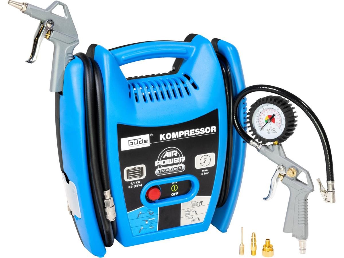 Güde Kompressor Airpower 180/08, 1100 W, max. 8 bar, Set, 1,1 kW, 8 bar Betriebsdruck, 140 l/min effektive Liefermenge bei 0 bar