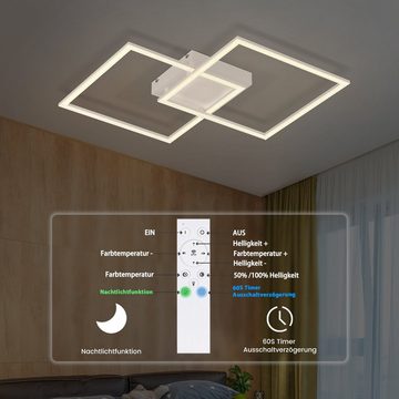 Nettlife LED Deckenleuchte Kristall Dimmbar mit Fernbedienung Modern 52/54W, LED fest integriert, Warmweiß Neutralweiß Kaltweiß, Wohnzimmer Schlafzimmer Küche Flur Esszimmer