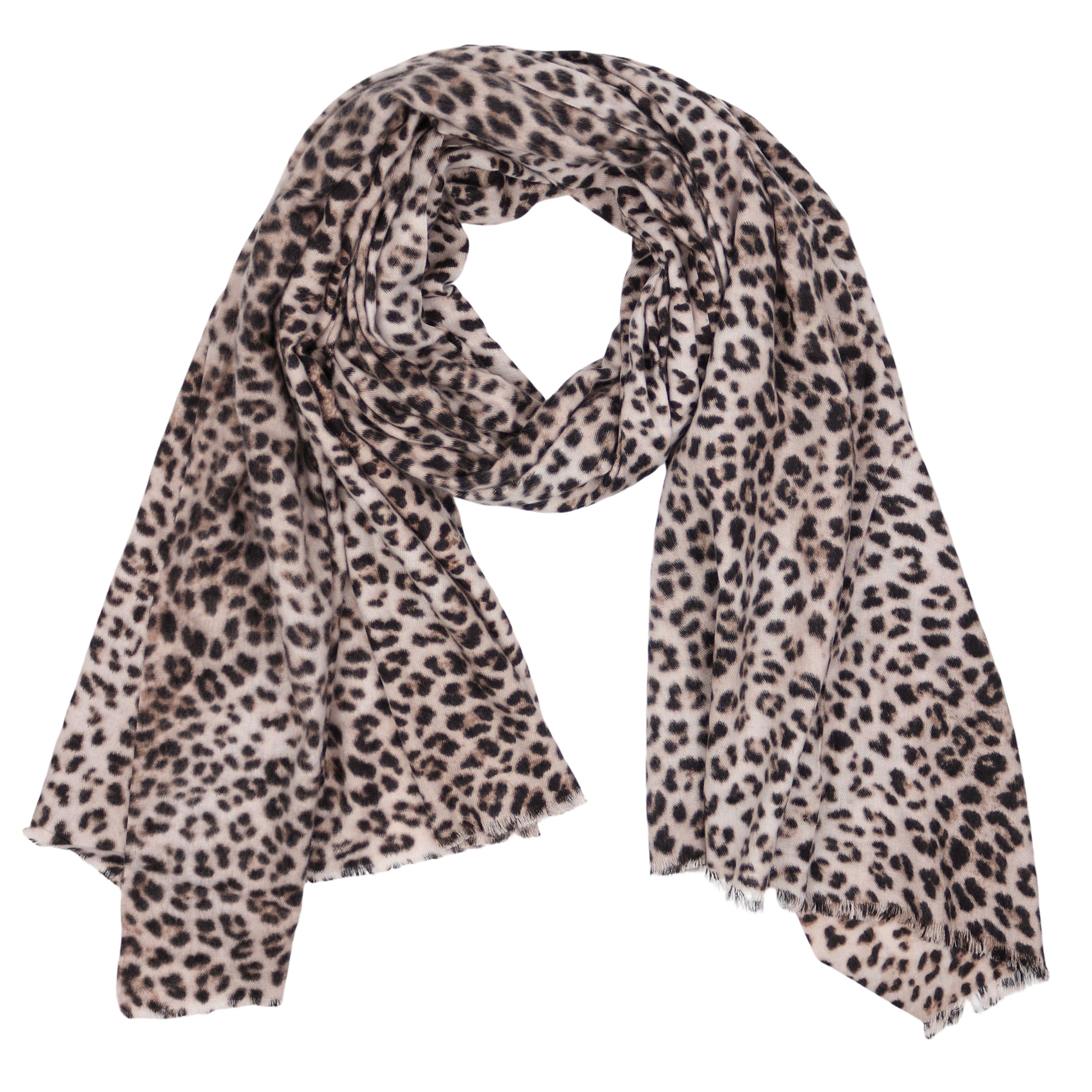 MIRROSI Modeschal weicher und warmer Schal Leo Leopard mit Fransen, 90x180cm, (Neue Kollektion Herbst/ Winter 2025), Paisley Muster Damen Halstuch ideal für Herbst und Winter