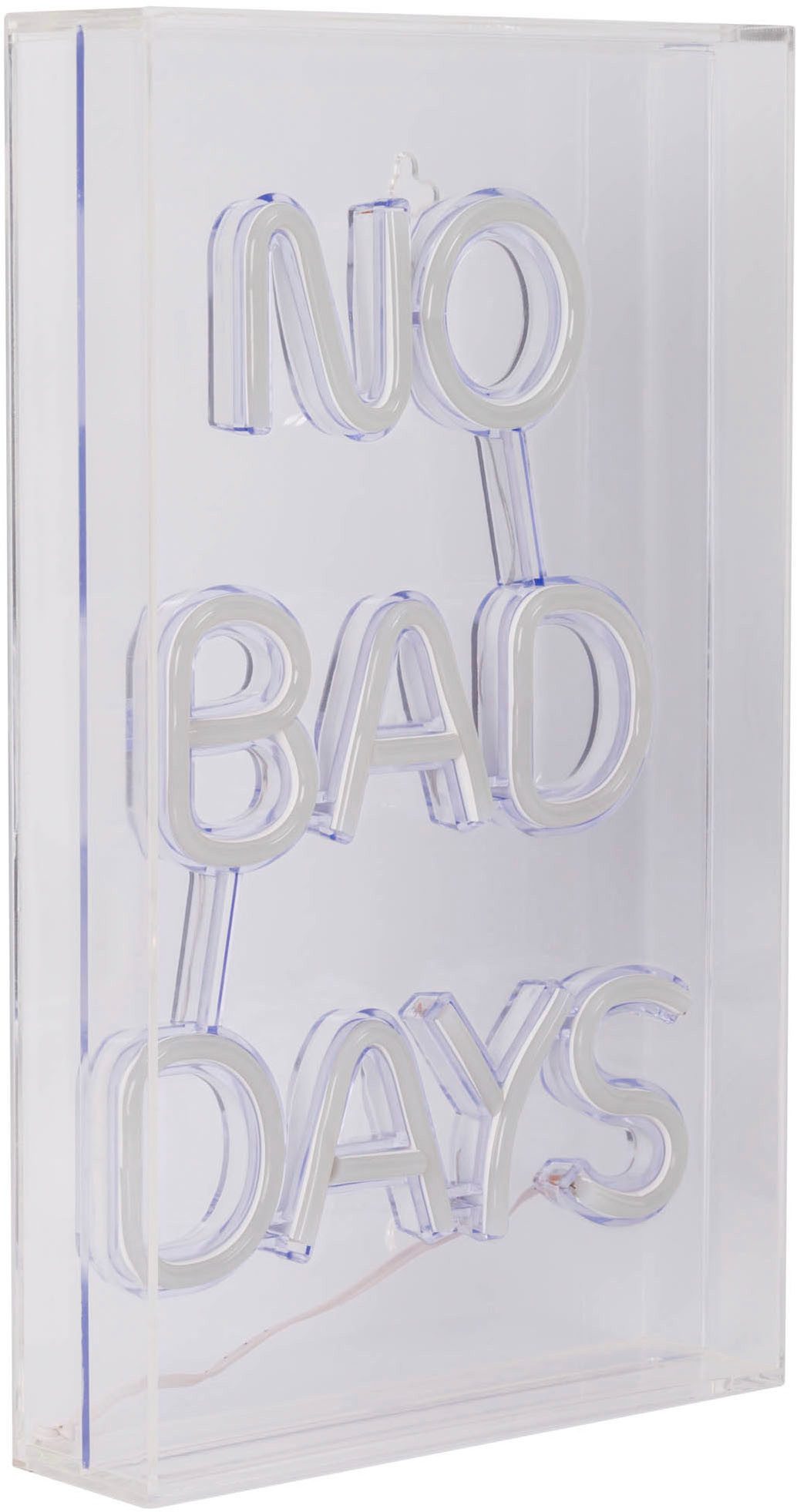 näve LED Dekolicht NO BAD DAYS, USB-Anschluss mit Ladefunktion, LED fest integriert, blau, rot, Schriftzug beleuchtet blau rot, Tisch- Wandfunktion, transparent, USB