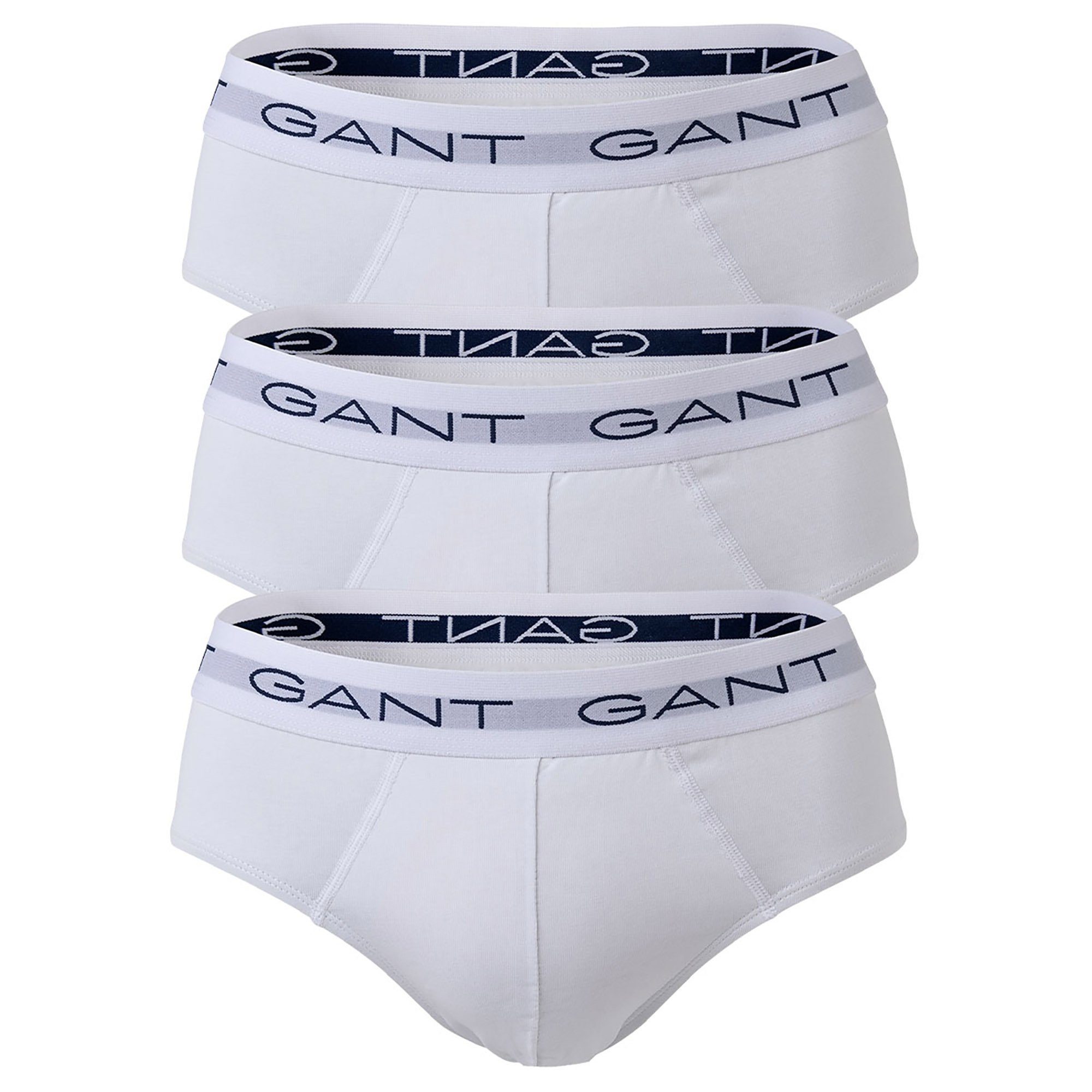 Gant Slip Herren Slips, 3er Pack - Briefs, Logo-Bund, Cotton Weiß