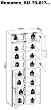 HBZ Mehrzweckschrank Romance (1-St) im Landhausstil, Büroschrank oder als Flurschrank geeignet